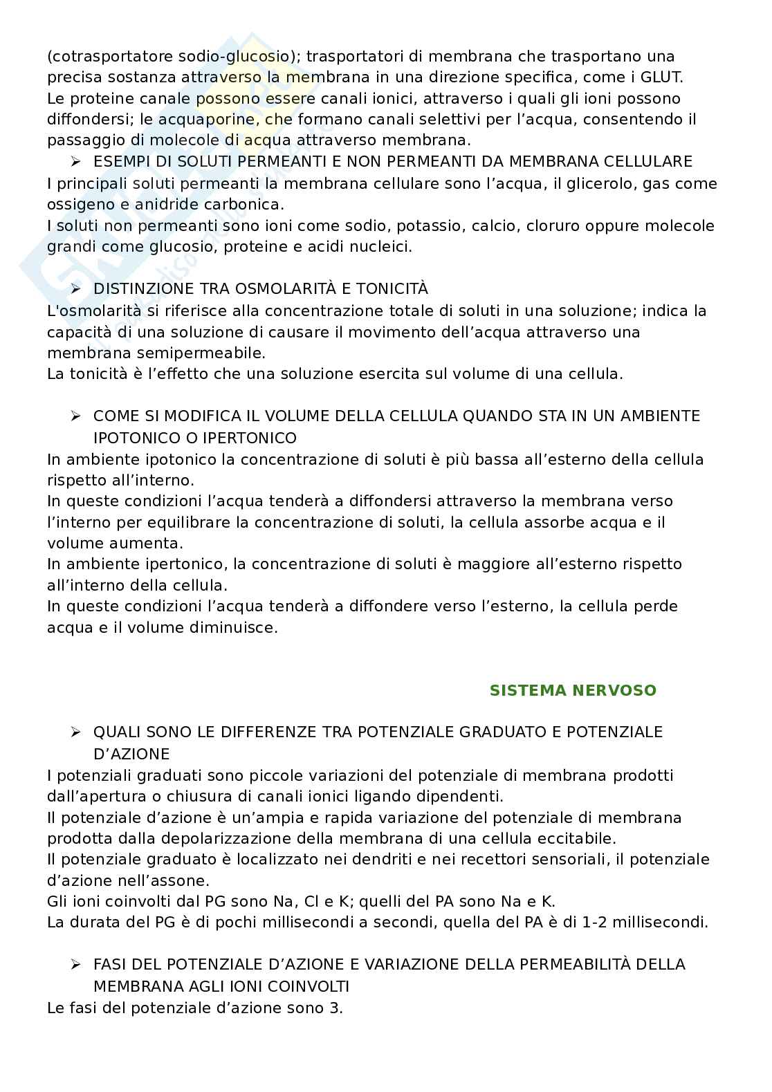 Domande aperte con risposte che escono sempre all'esame di Fisiologia umana Pag. 11