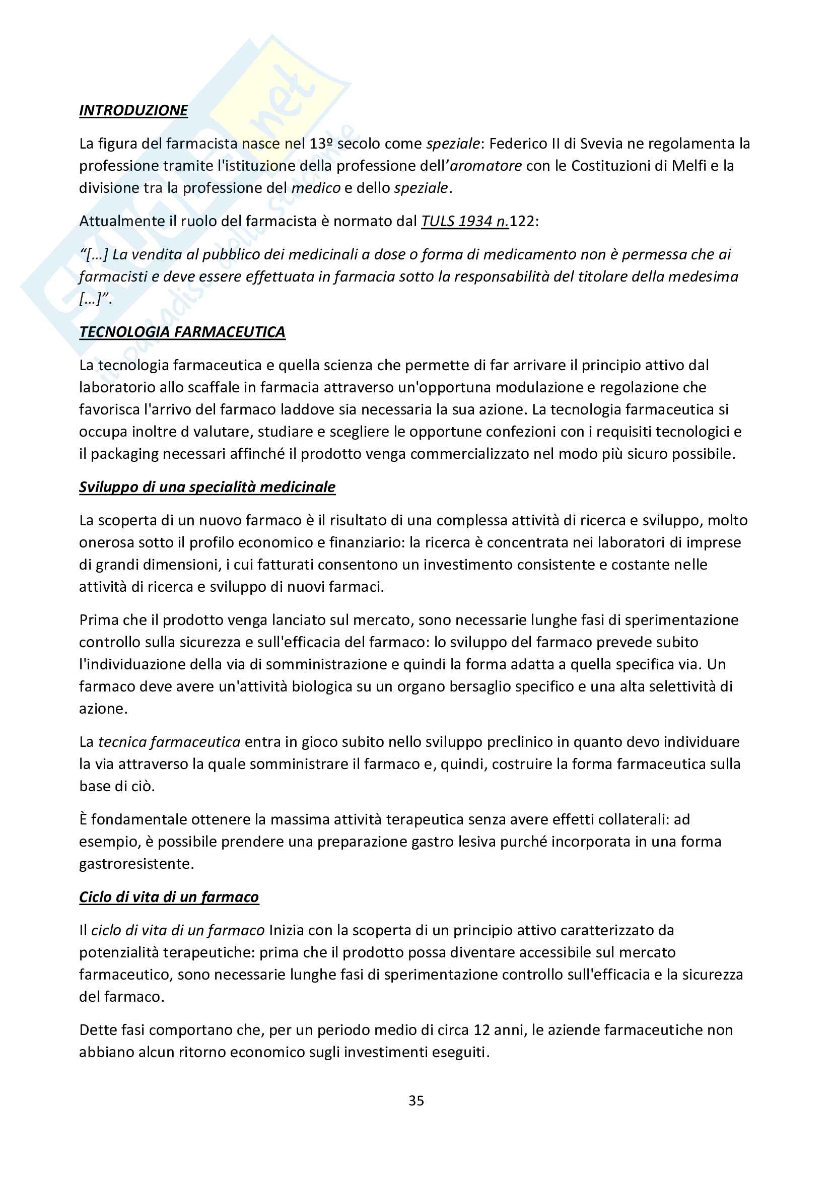 Tecnologia e Legislazione Farmaceutica Pag. 36