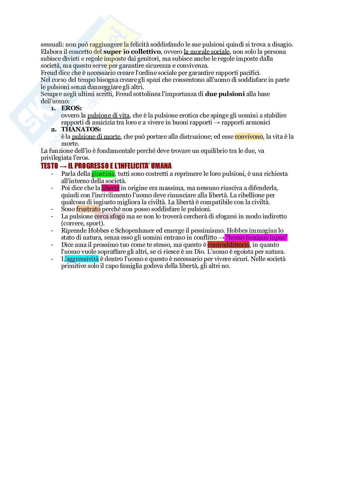 Appunti di Storia della filosofia moderna su Nietzsche e Freud  Pag. 11