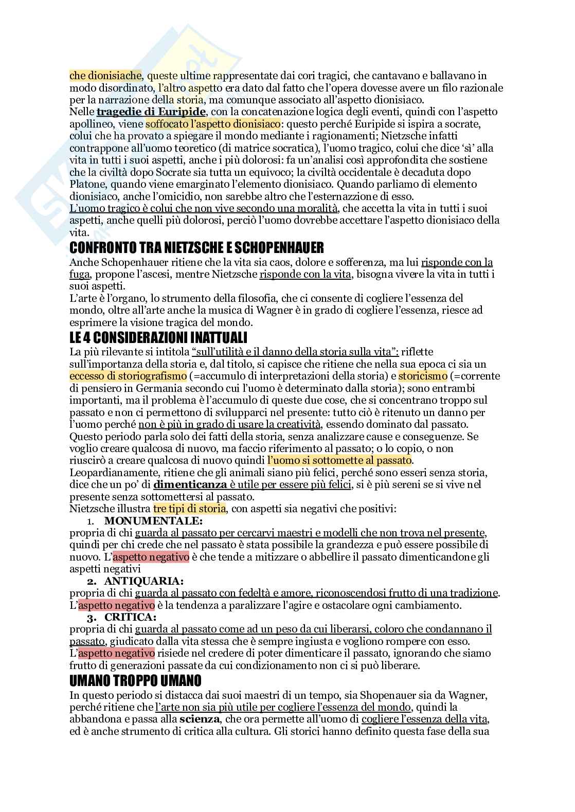 Appunti di Storia della filosofia moderna su Nietzsche e Freud  Pag. 2