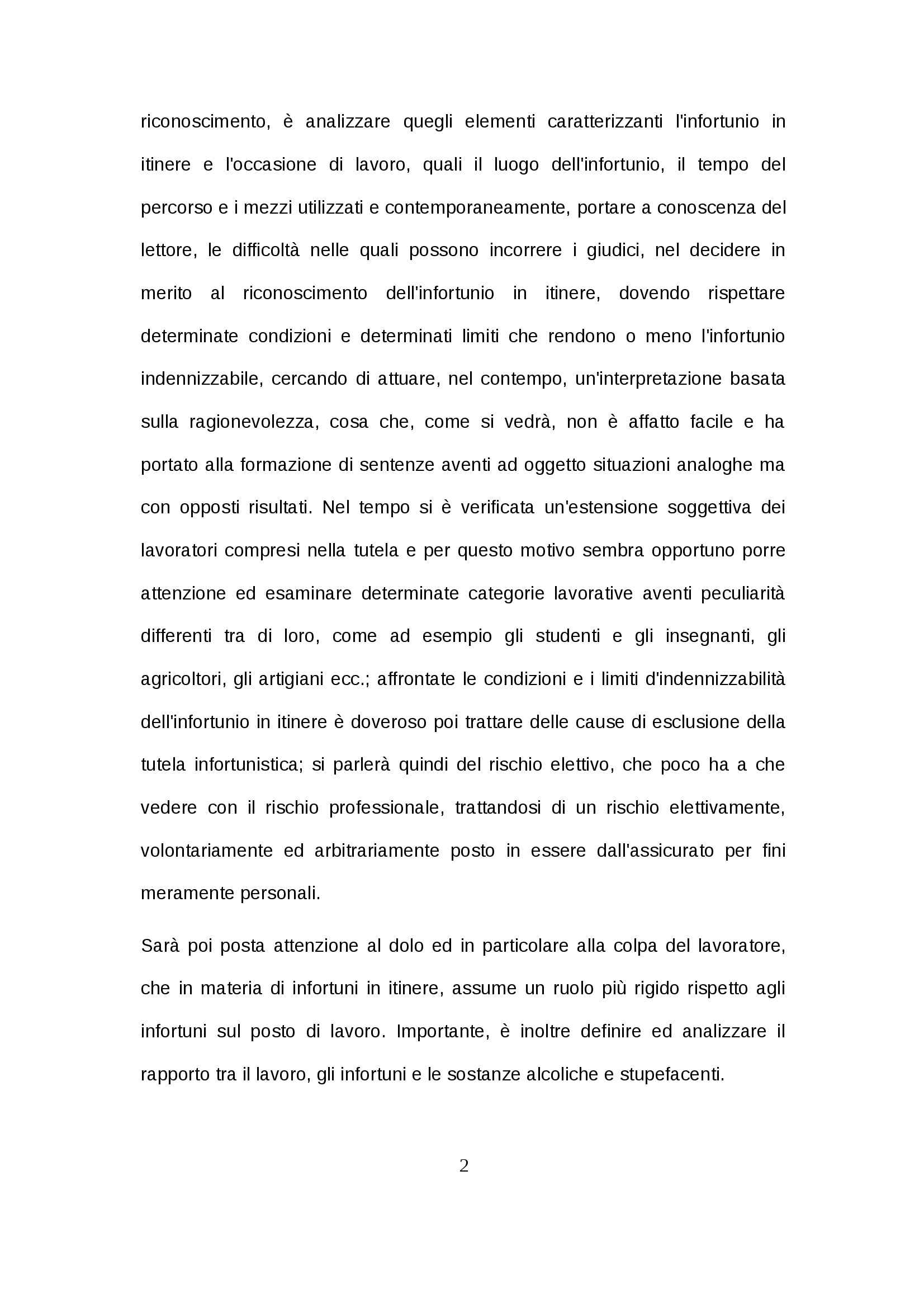 Tesi - Infortunio in itinere Pag. 2
