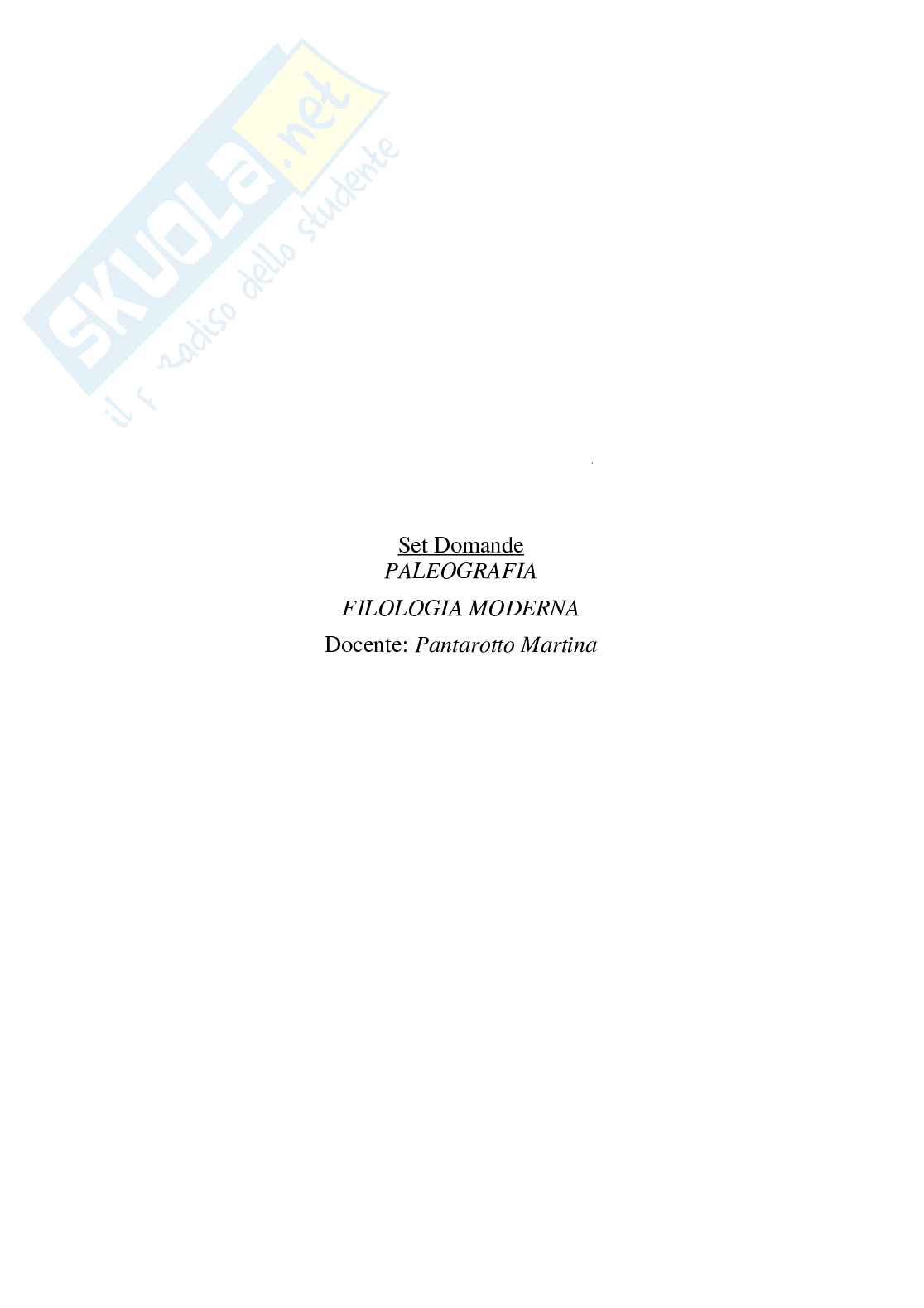 Set domande di Paleografia B con domande multiple - 2024 Pag. 2
