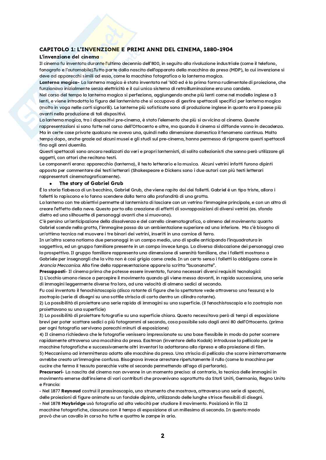 Riassunto esame Storia del cinema, Prof. Pistoia Marco, libro consigliato Storia del cinema - Un'introduzione, Thompson Pag. 2