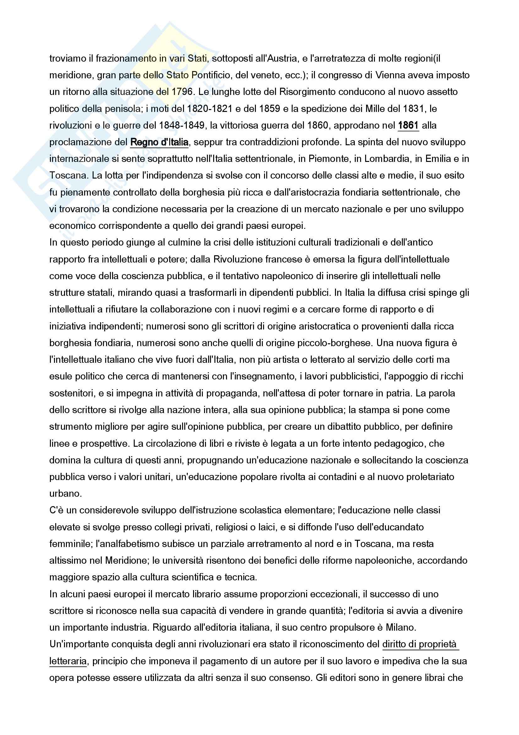 Letteratura italiana - la Restaurazione e il Risorgimento fino a Leopardi Pag. 2