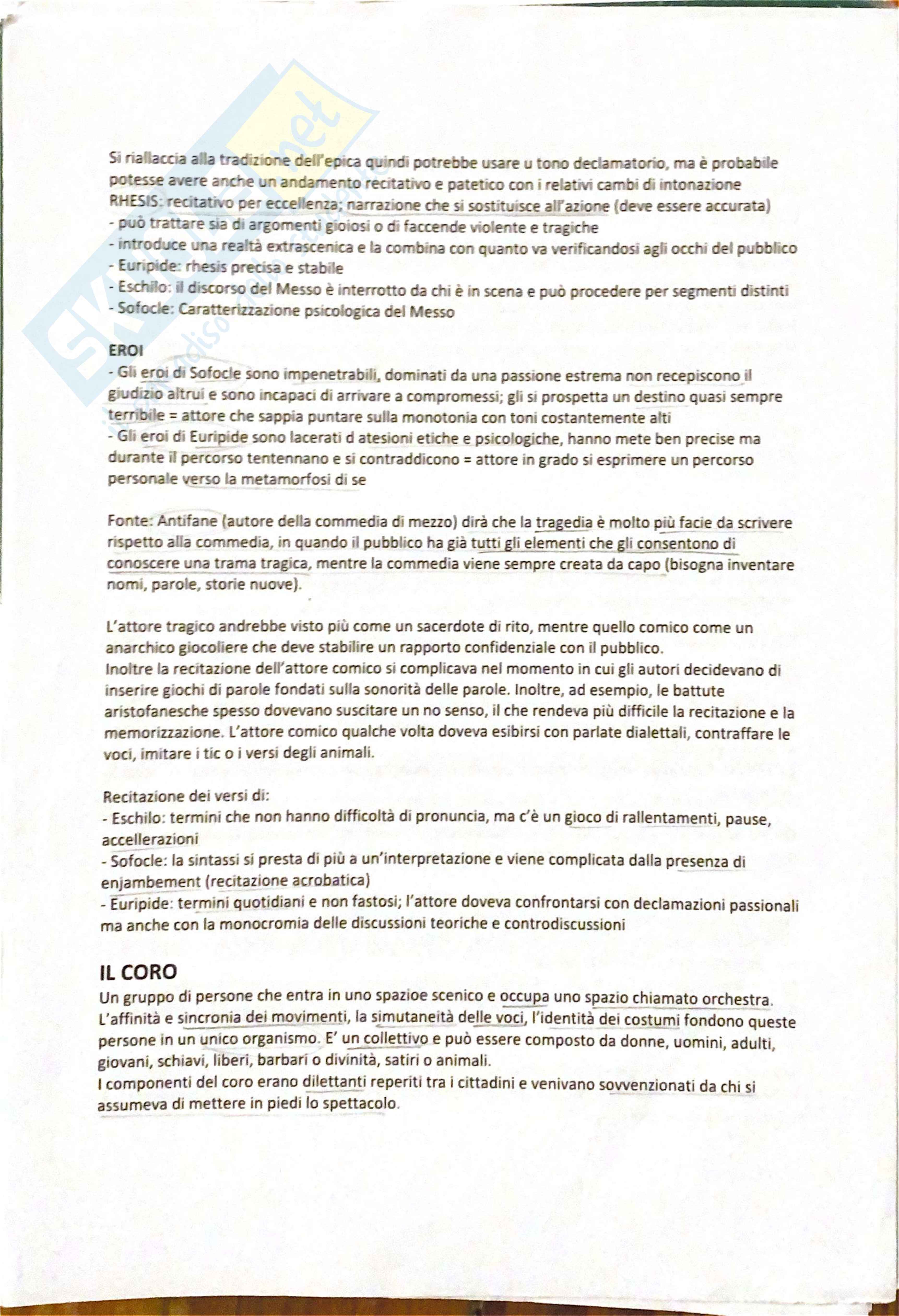 Riassunto esame Drammaturgia classica, Prof. Galimi Valeria, libro consigliato Nel nome di Dioniso, Albini Pag. 2