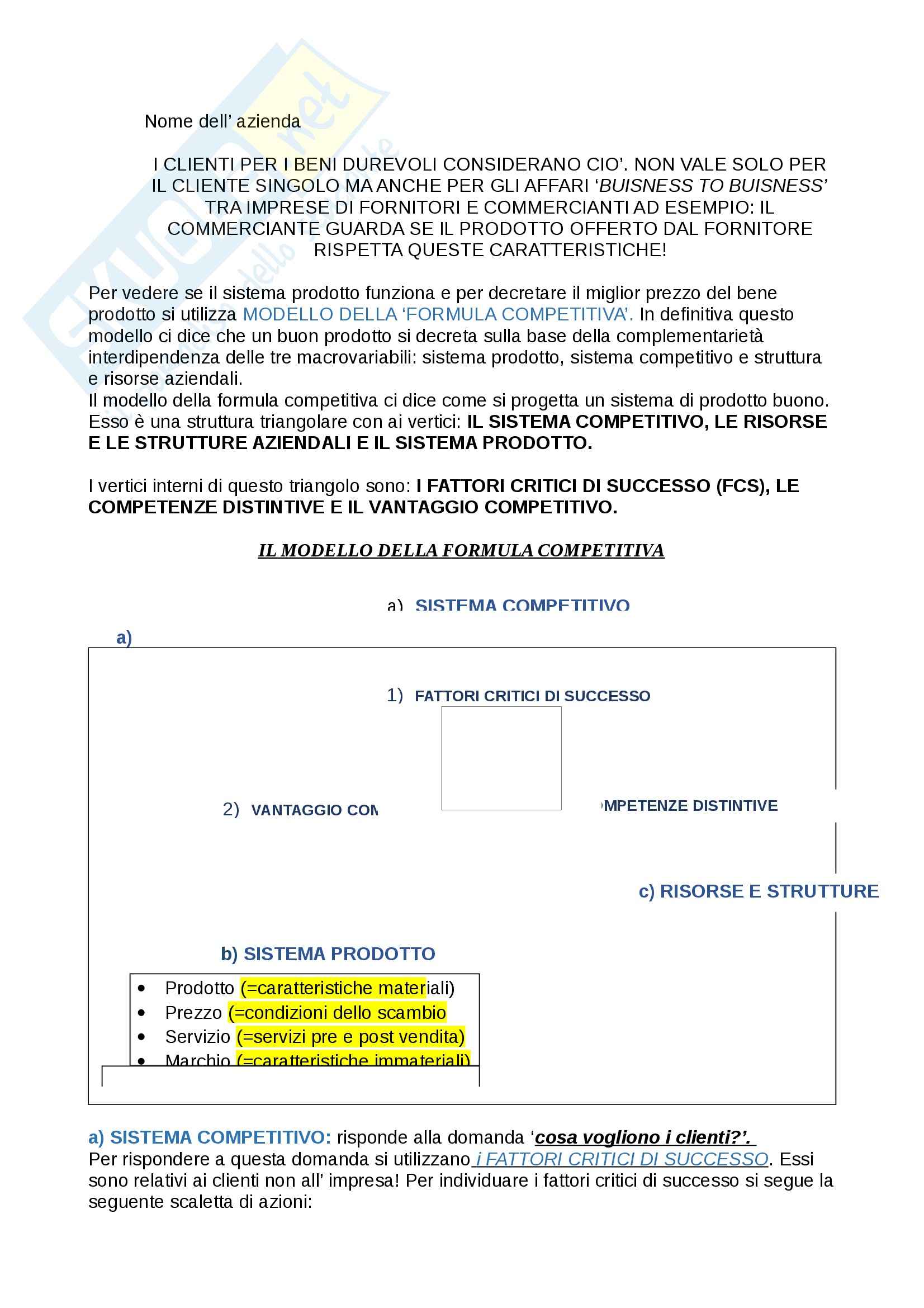 Sistema prodotto e formula competitiva, Economia aziendale Pag. 2