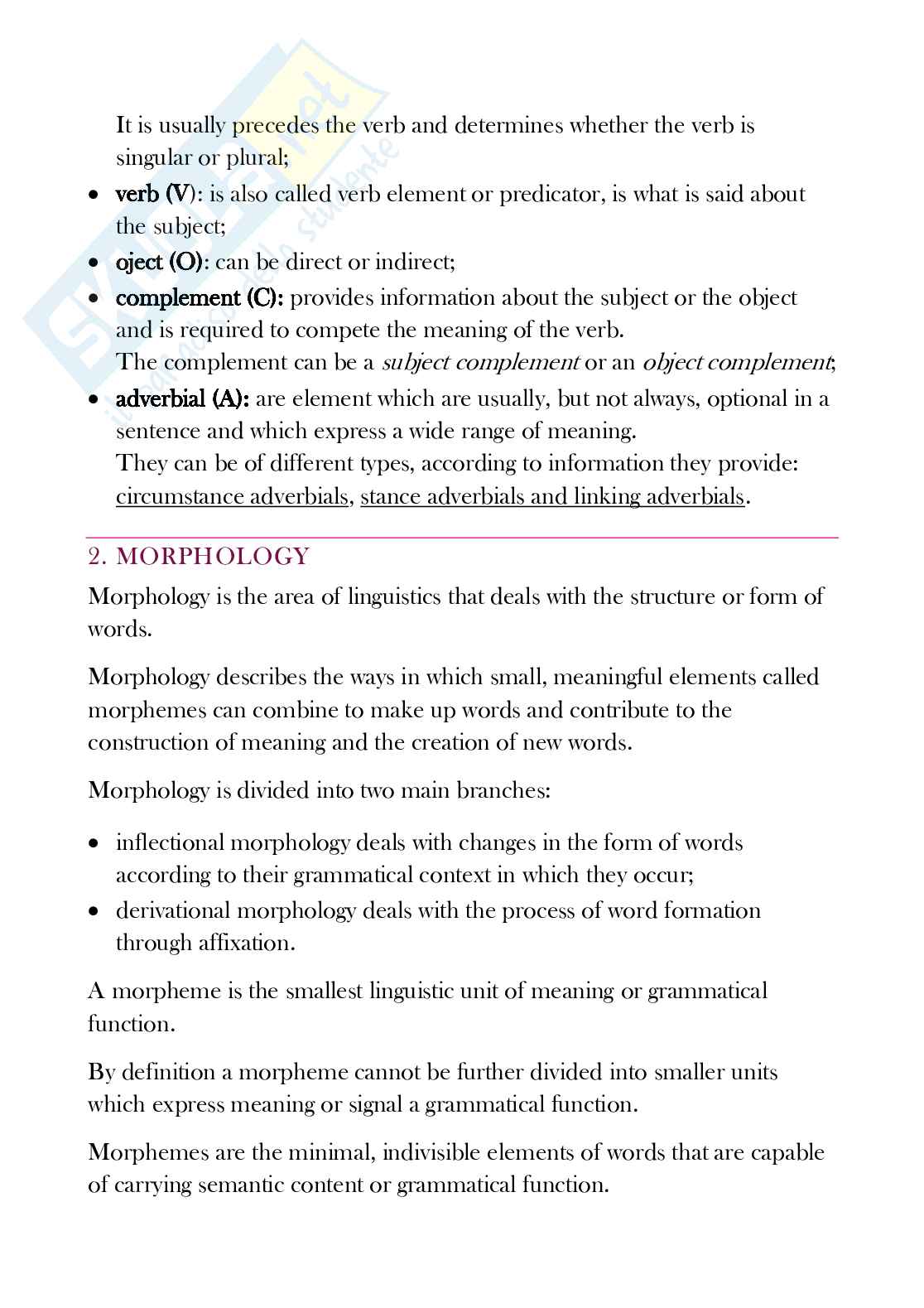 Riassunto esame Lingua inglese 1, Prof. Riboni Giorgia, libro consigliato Handbook of a present day english, Pulcini Pag. 41