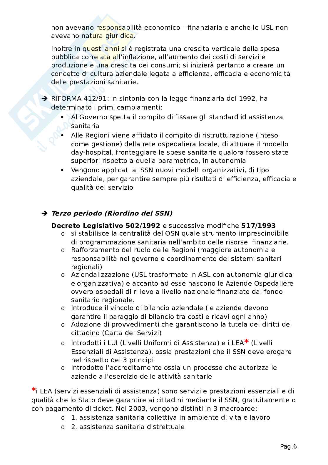 Sanità pubblica (SSN, leggi, salute e prevenzione, l'infermiere) Pag. 6