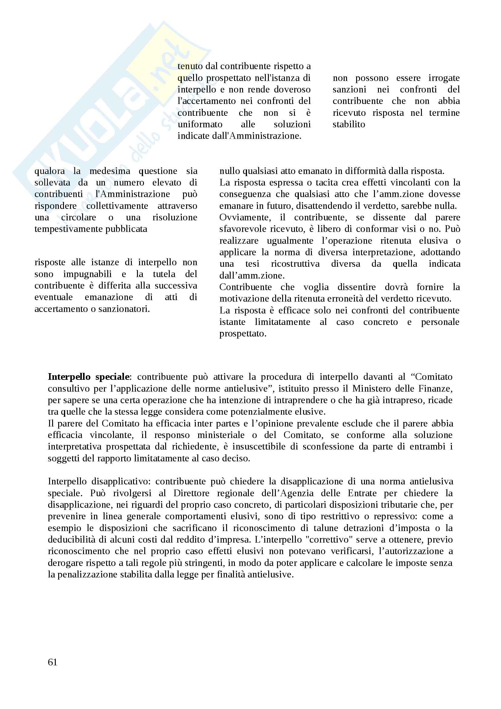 Riassunto esame Diritto tributario, prof. Di Pietro, libro consigliato Principi di diritto tributario, La Rosa Pag. 61