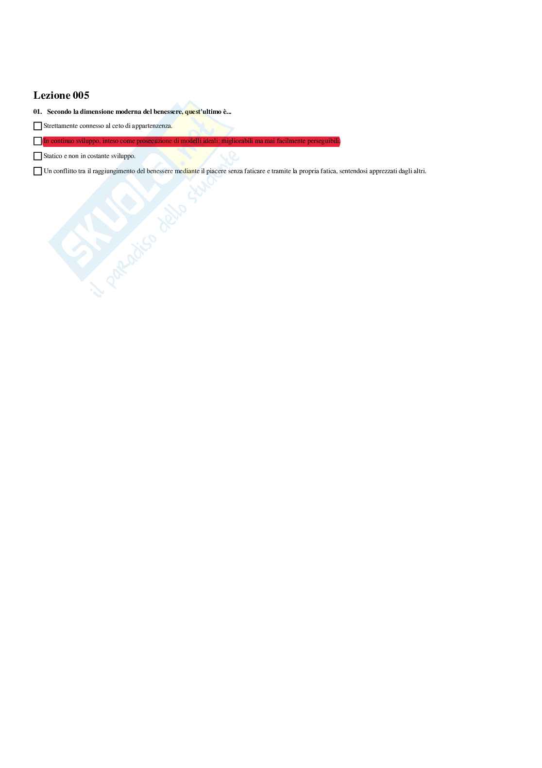 Paniere Sociologia del benessere e degli stili di vita (2026) - Risposte multiple corrette Pag. 6