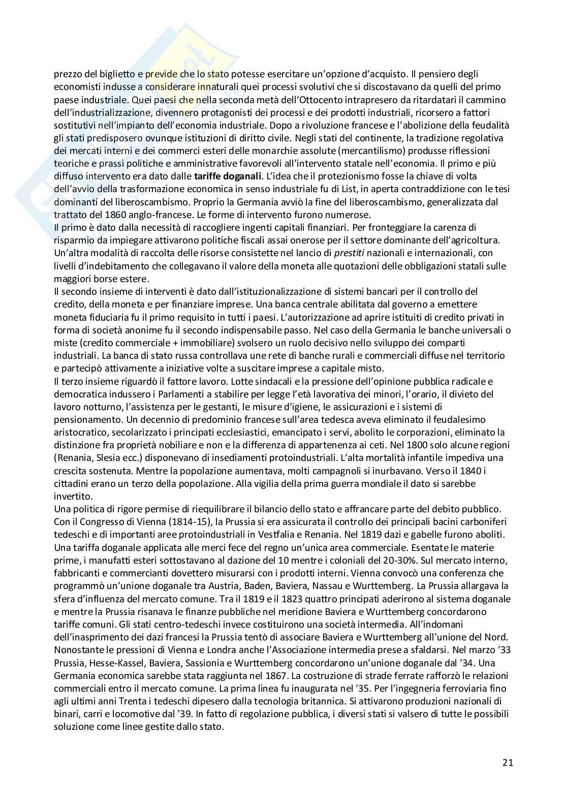 Riassunto esame Storia economica, Prof. Rizzo Mario, libro consigliato L’Europa verso il mercato globale. pp. 1-17, 22-29, 45-54, 63-291. Le rivoluzioni industriali, Marco CATTINI, Stefano BATTILOSSI Pag. 21