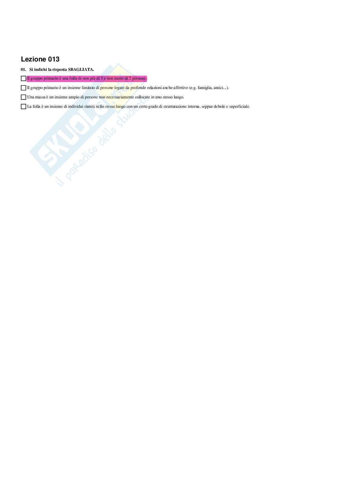 Paniere Psicologia sociale della salute e della qualità della vita (2026) - Risposte multiple corrette Pag. 21