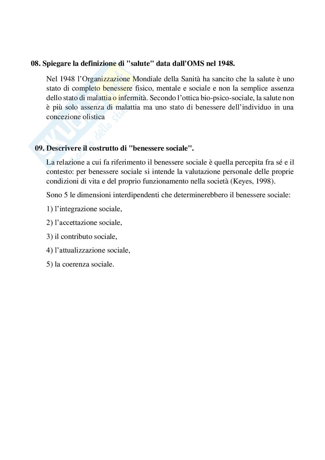 Paniere Psicologia sociale della salute e della qualità della vita (2026) - Risposte multiple corrette Pag. 31