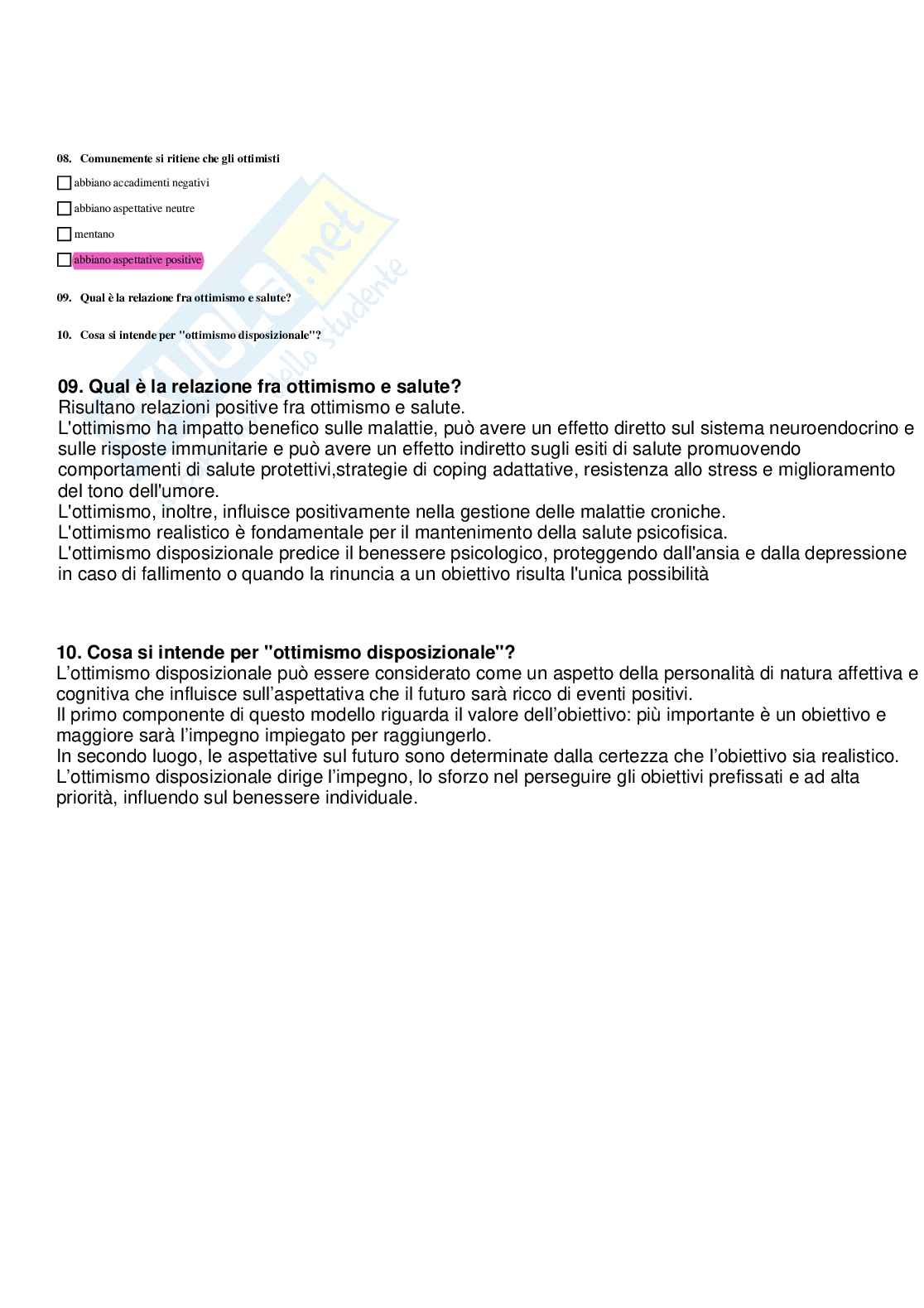 Paniere Psicologia sociale della salute e della qualità della vita (2026) - Risposte multiple corrette Pag. 51