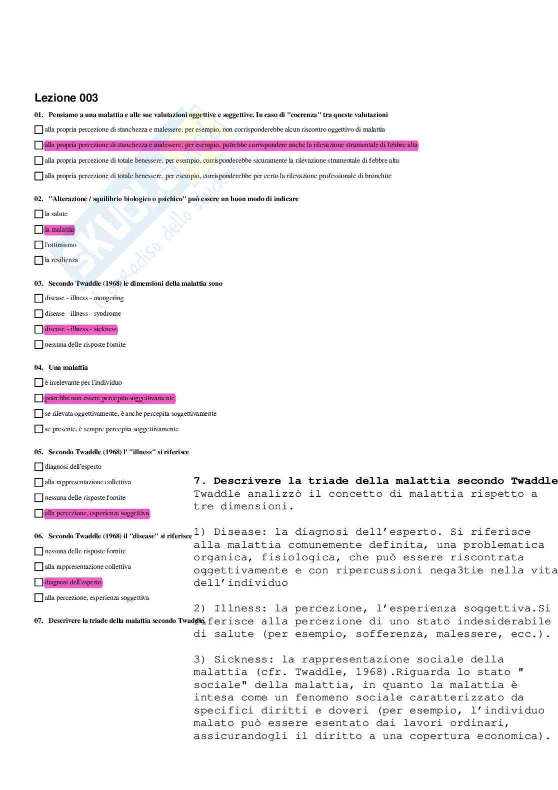 Paniere Psicologia sociale della salute e della qualità della vita (2026) - Risposte multiple corrette Pag. 6