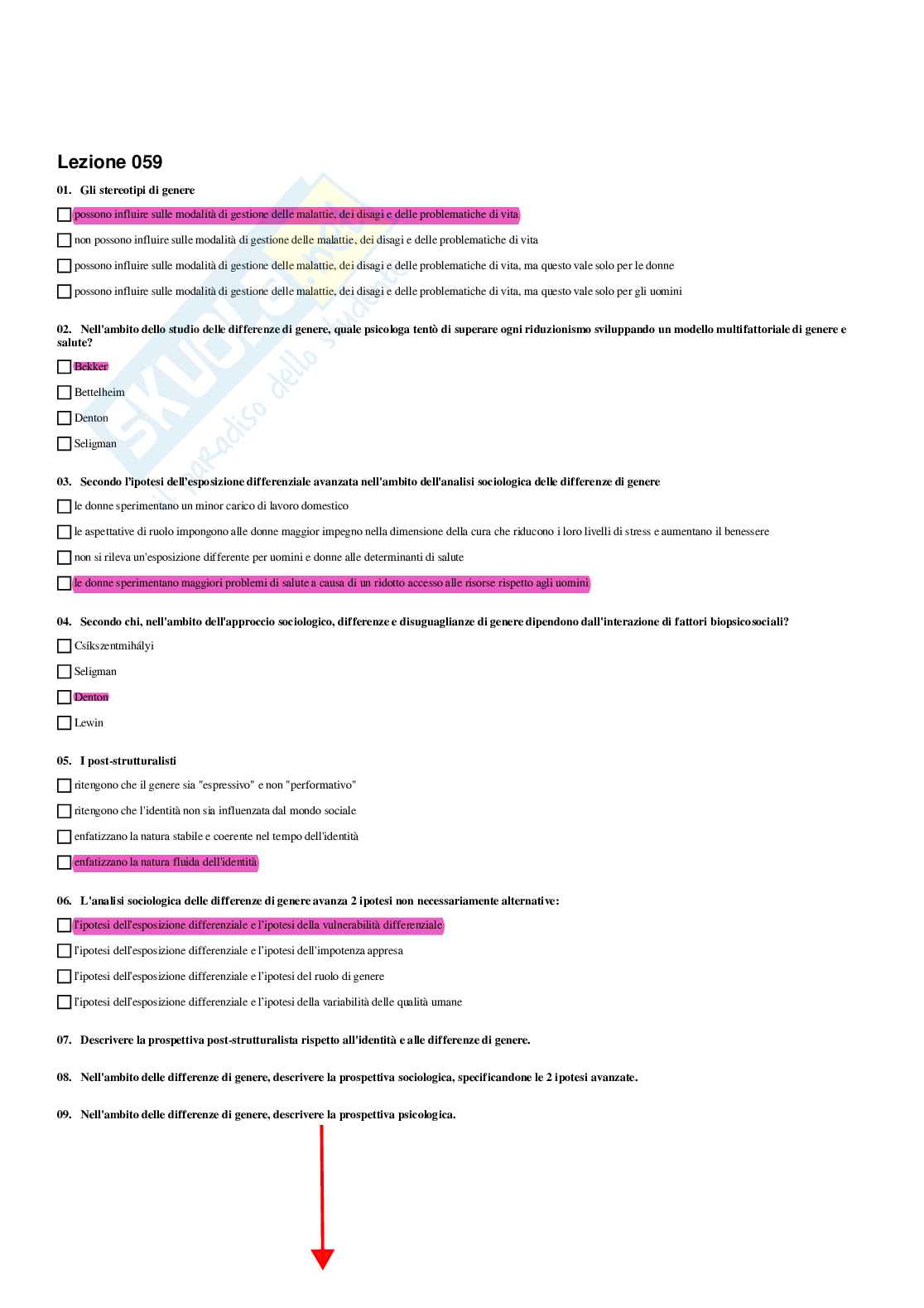 Paniere Psicologia sociale della salute e della qualità della vita (2026) - Risposte multiple corrette Pag. 66