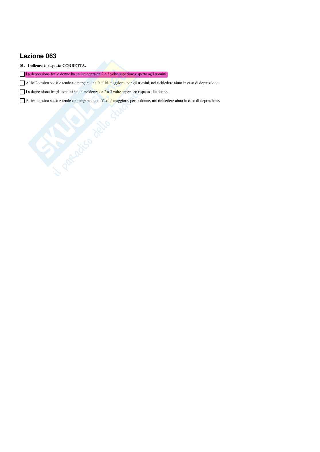 Paniere Psicologia sociale della salute e della qualità della vita (2026) - Risposte multiple corrette Pag. 71