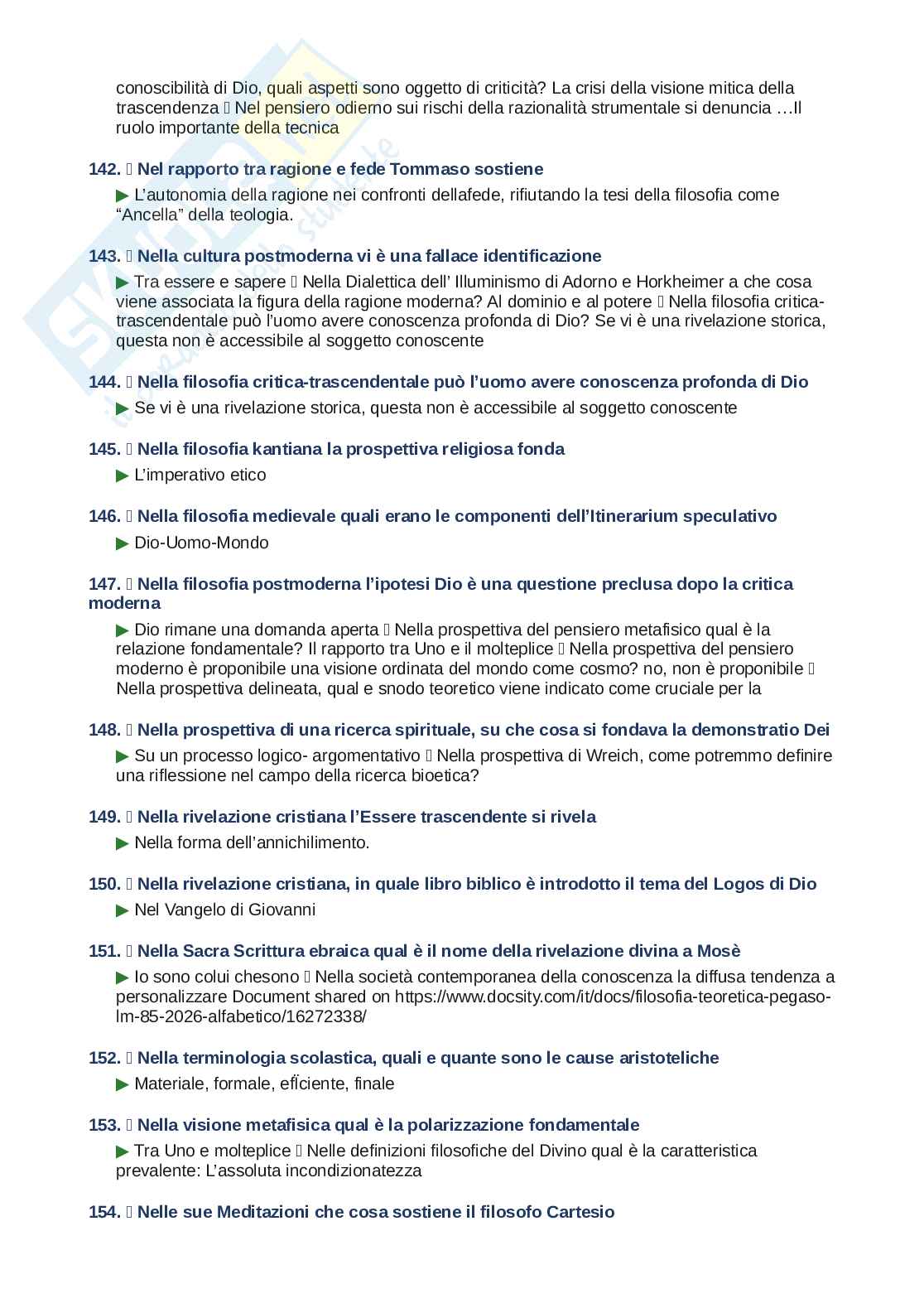 Domande e risposte Filosofia teoretica, ordine alfabetico 2025 Pag. 11