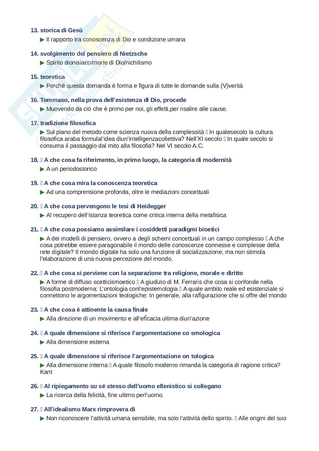 Domande e risposte Filosofia teoretica, ordine alfabetico 2025 Pag. 2