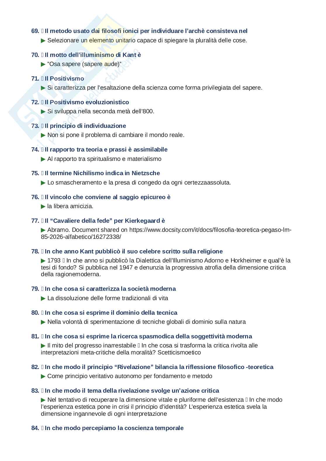 Domande e risposte Filosofia teoretica, ordine alfabetico 2025 Pag. 6