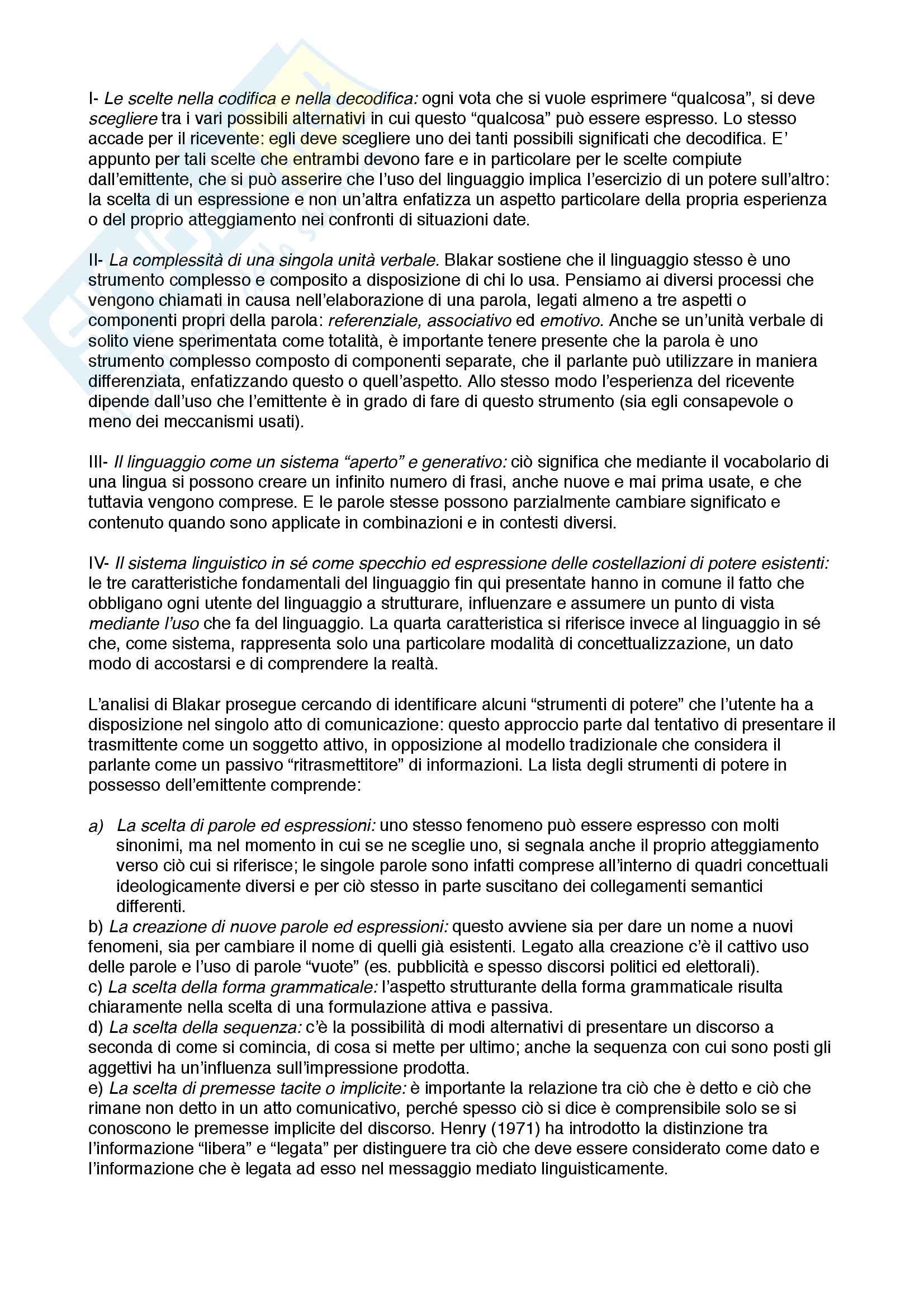 Riassunto esame Psicologia della comunicazione, prof. Caterina, libro consigliato La comunicazione come processo sociale, Bitti Pag. 41