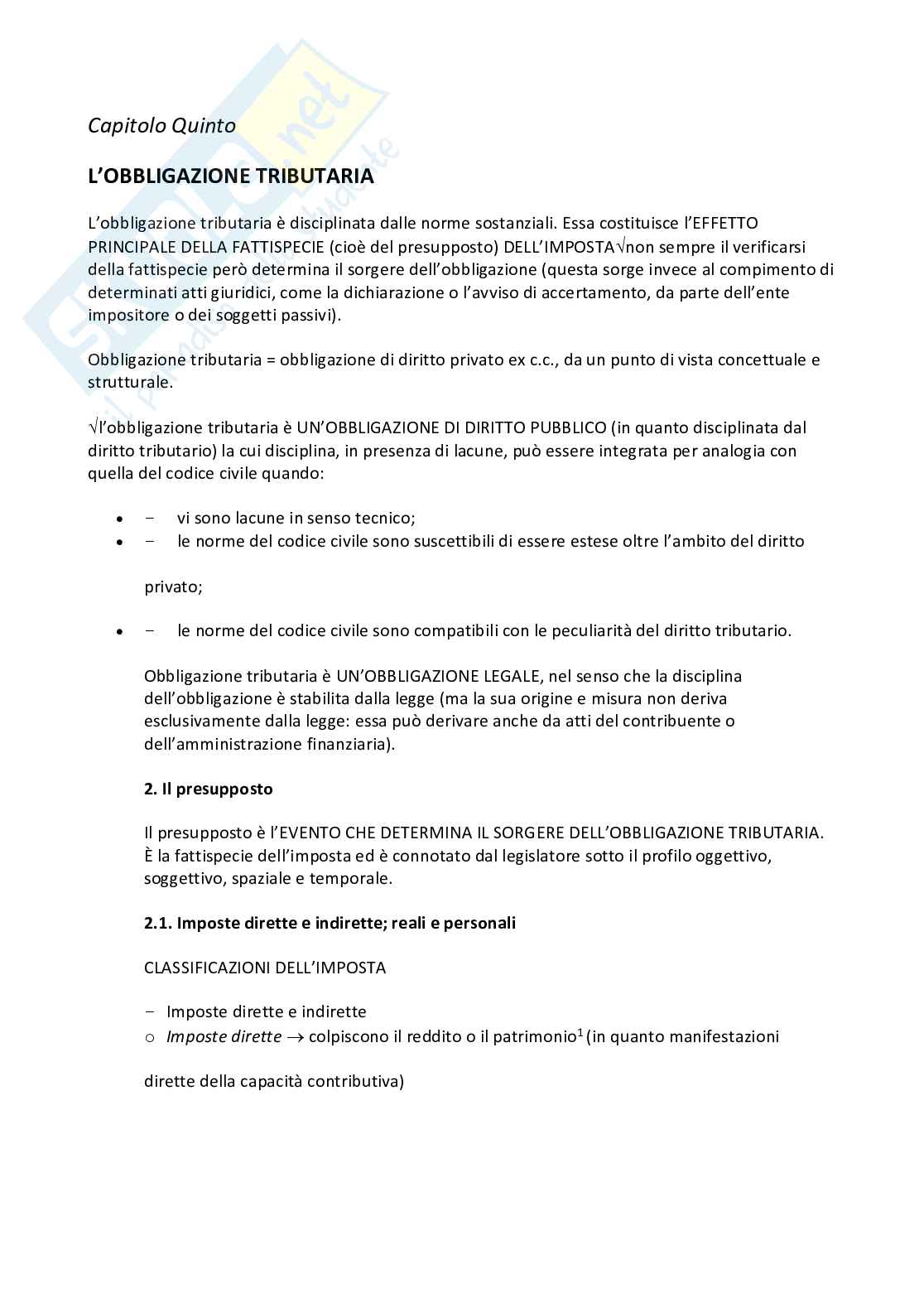 Riassunto esame Diritto Tributario, Prof. Cesaro Giuseppe, libro consigliato Diritto tributario, Tesauro Pag. 1