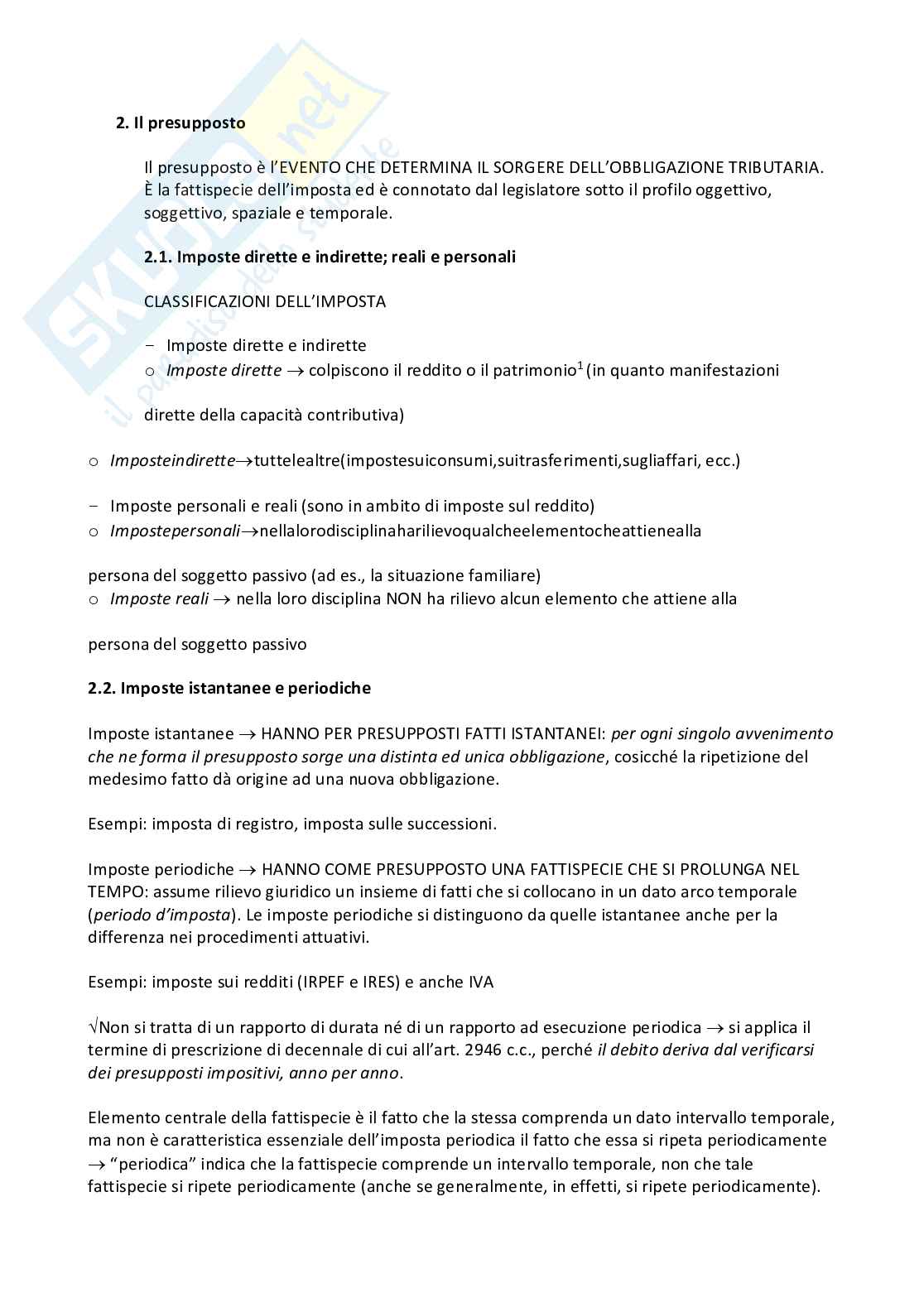 Riassunto esame Diritto Tributario, Prof. Cesaro Giuseppe, libro consigliato Diritto tributario, Tesauro Pag. 2