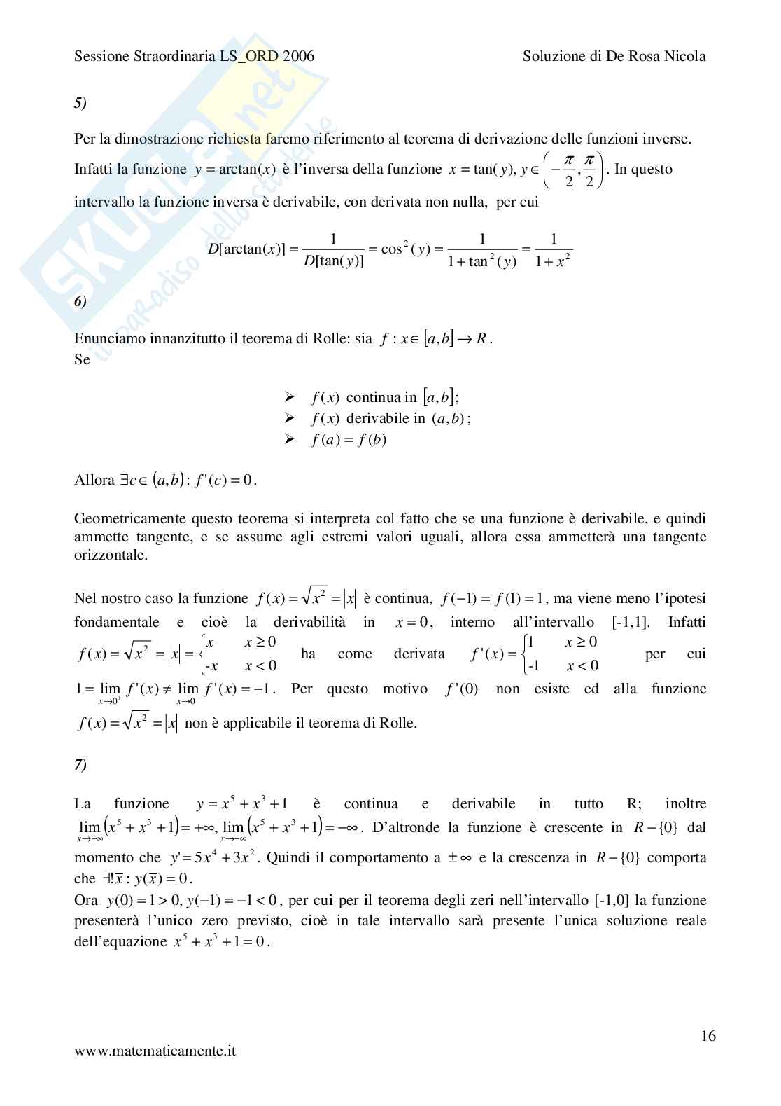 2006 - Liceo scientifico di ordinamento sessione straordinaria Pag. 16