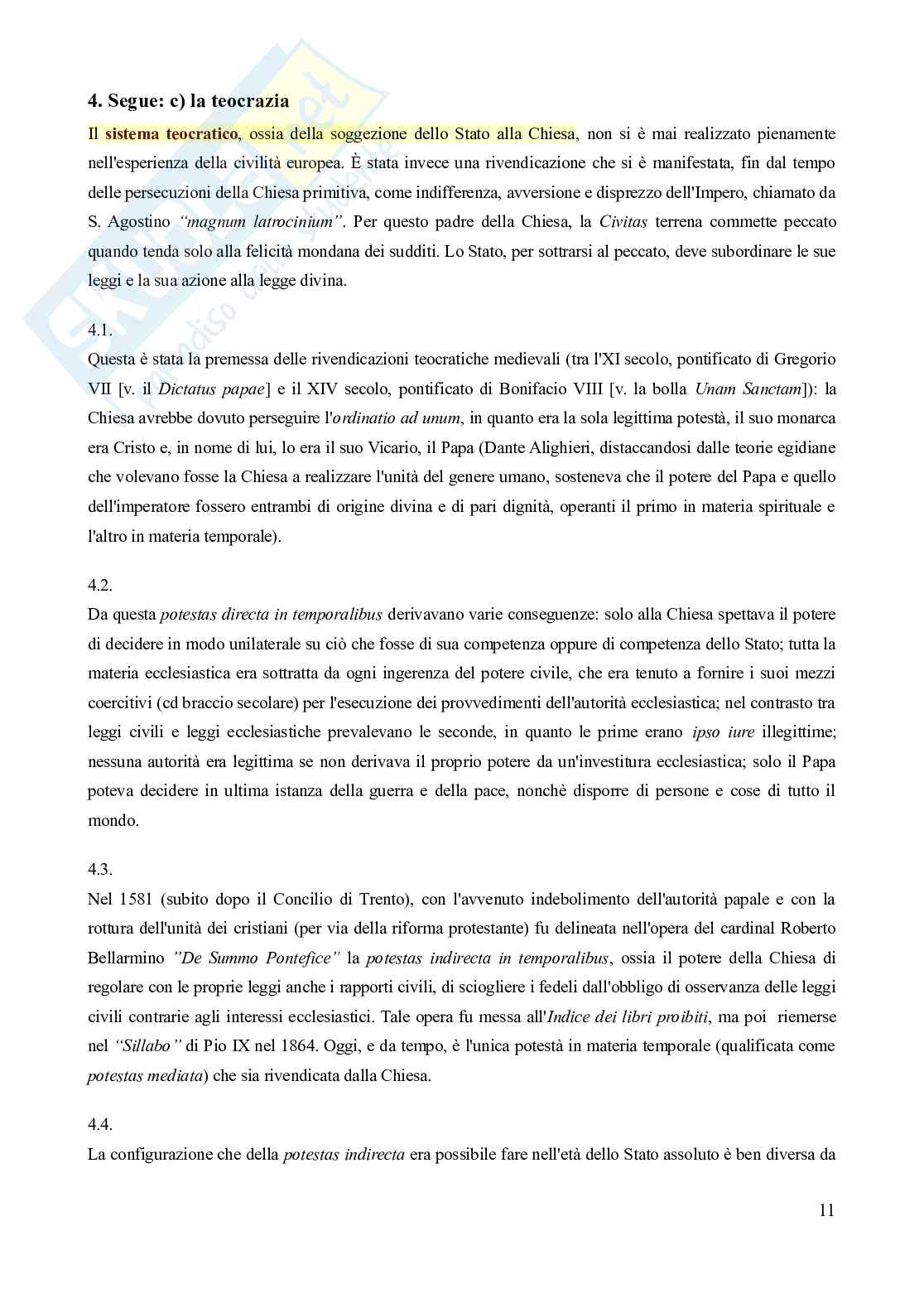 Riassunto esame Diritto ecclesiastico, Prof. Marano Venerando, libro consigliato Diritto ecclesiastico, Finocchiaro Pag. 11