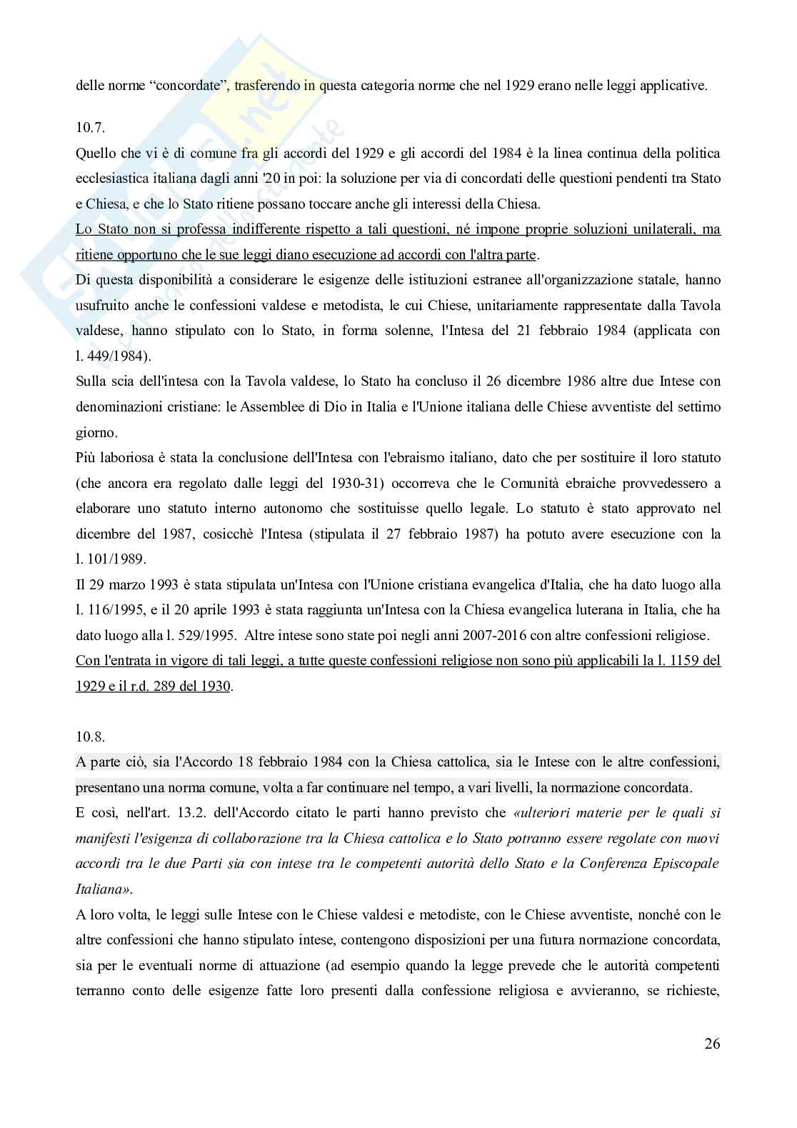 Riassunto esame Diritto ecclesiastico, Prof. Marano Venerando, libro consigliato Diritto ecclesiastico, Finocchiaro Pag. 26