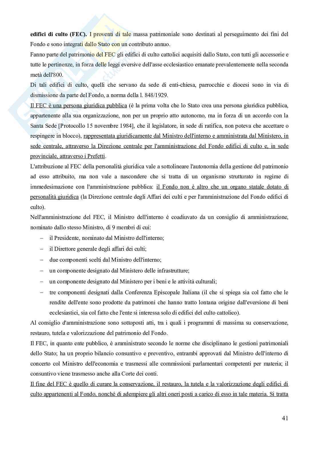 Riassunto esame Diritto ecclesiastico, Prof. Marano Venerando, libro consigliato Diritto ecclesiastico, Finocchiaro Pag. 41