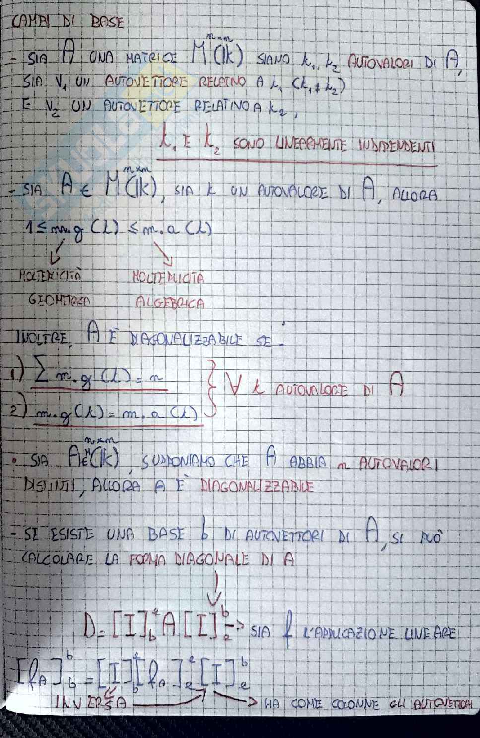 Riassunto esame Algebra lineare e geometria, Prof. Paladino Laura, libro consigliato Geometria 1, Sernesi Pag. 1