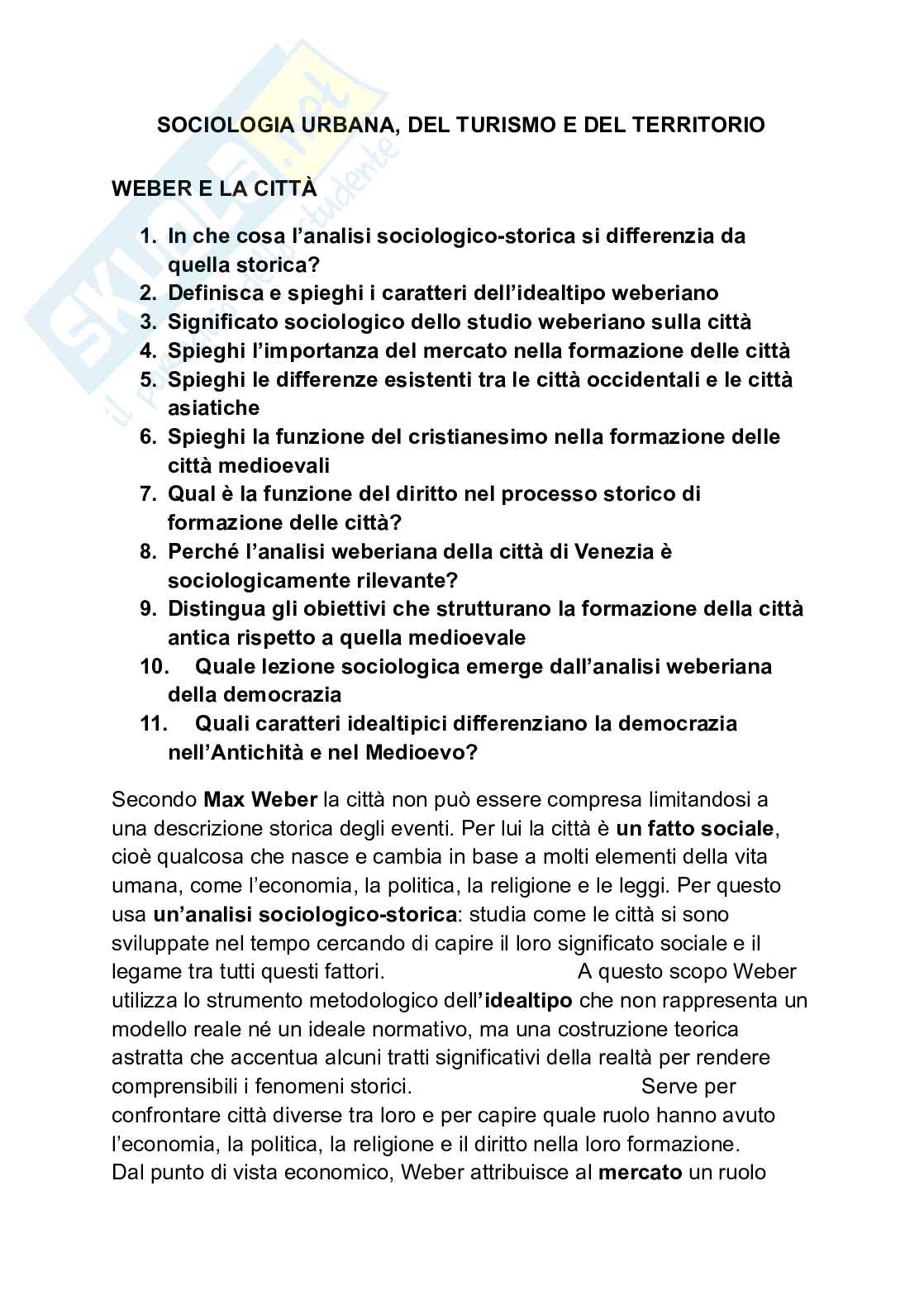 Sociologia urbana, del turismo e del territorio Pag. 1
