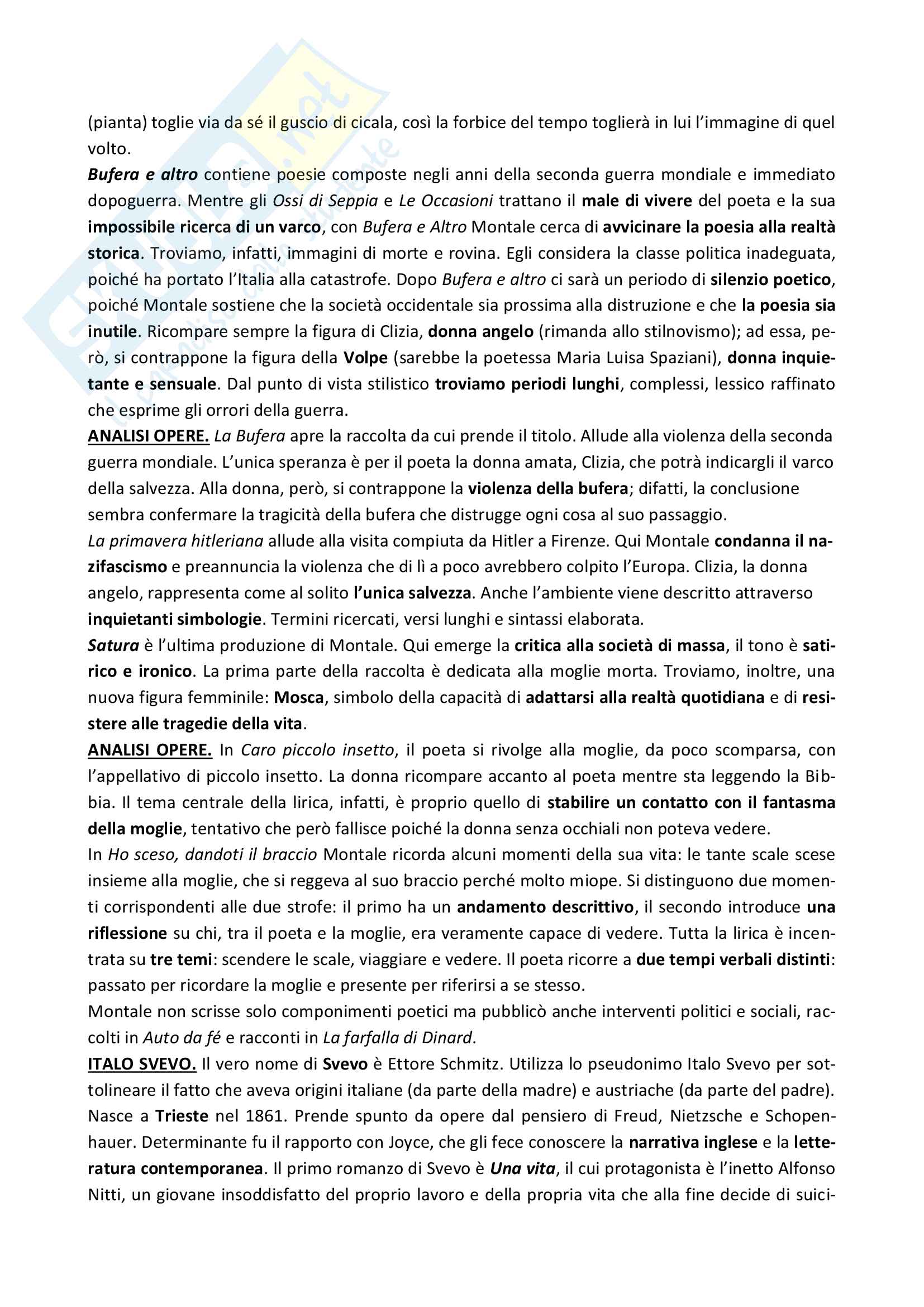 Riassunto esame Letteratura Italiana Contemporanea, prof. Giannone, libro consigliato Novecento, Casadei Pag. 11