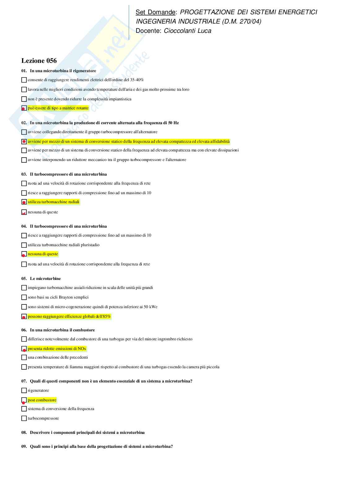 Paniere Progettazione di sistemi energetici Pag. 66