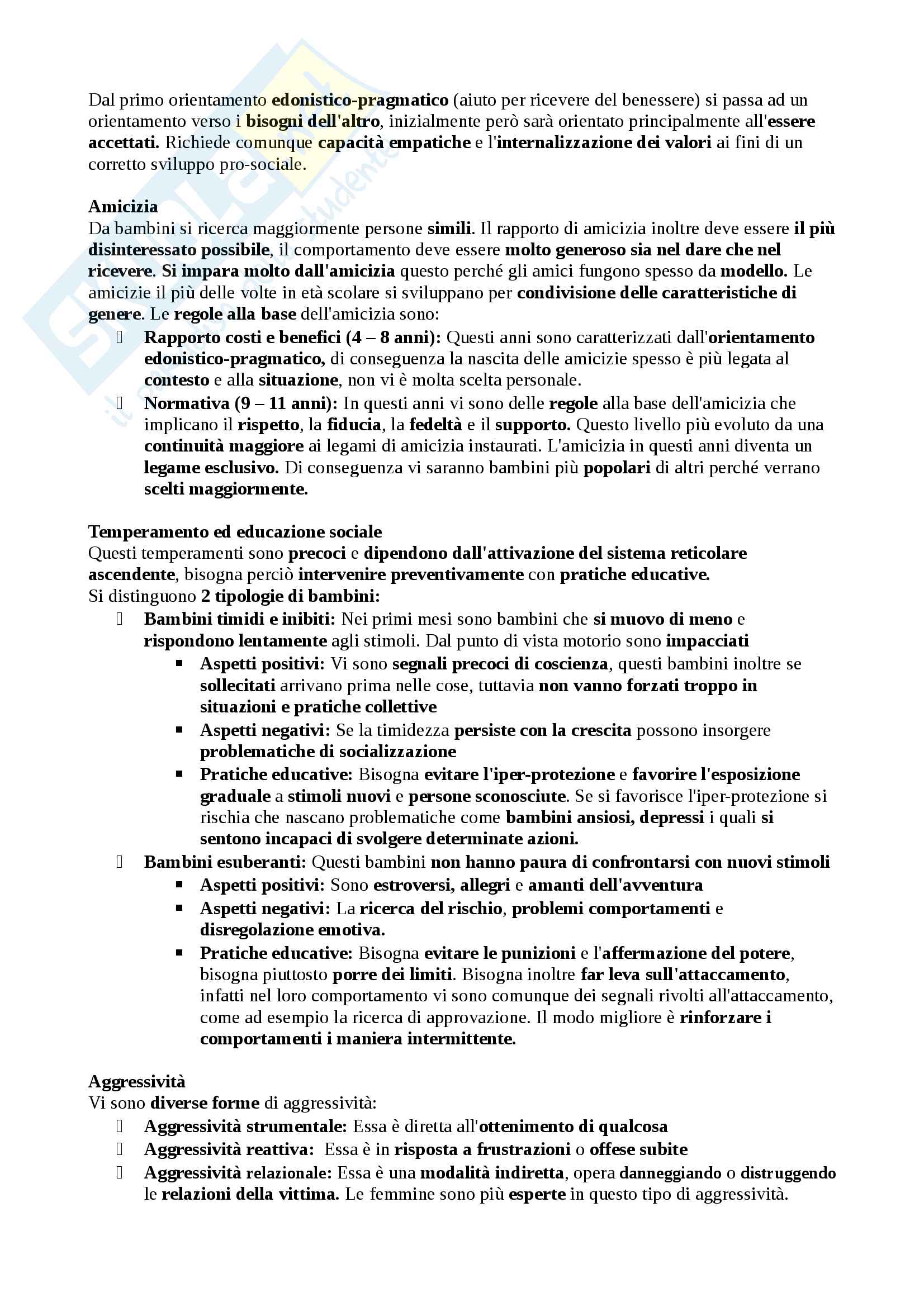 Appunti completi di Sviluppo tipico e atipico, Docente Lavinia Barone Pag. 46