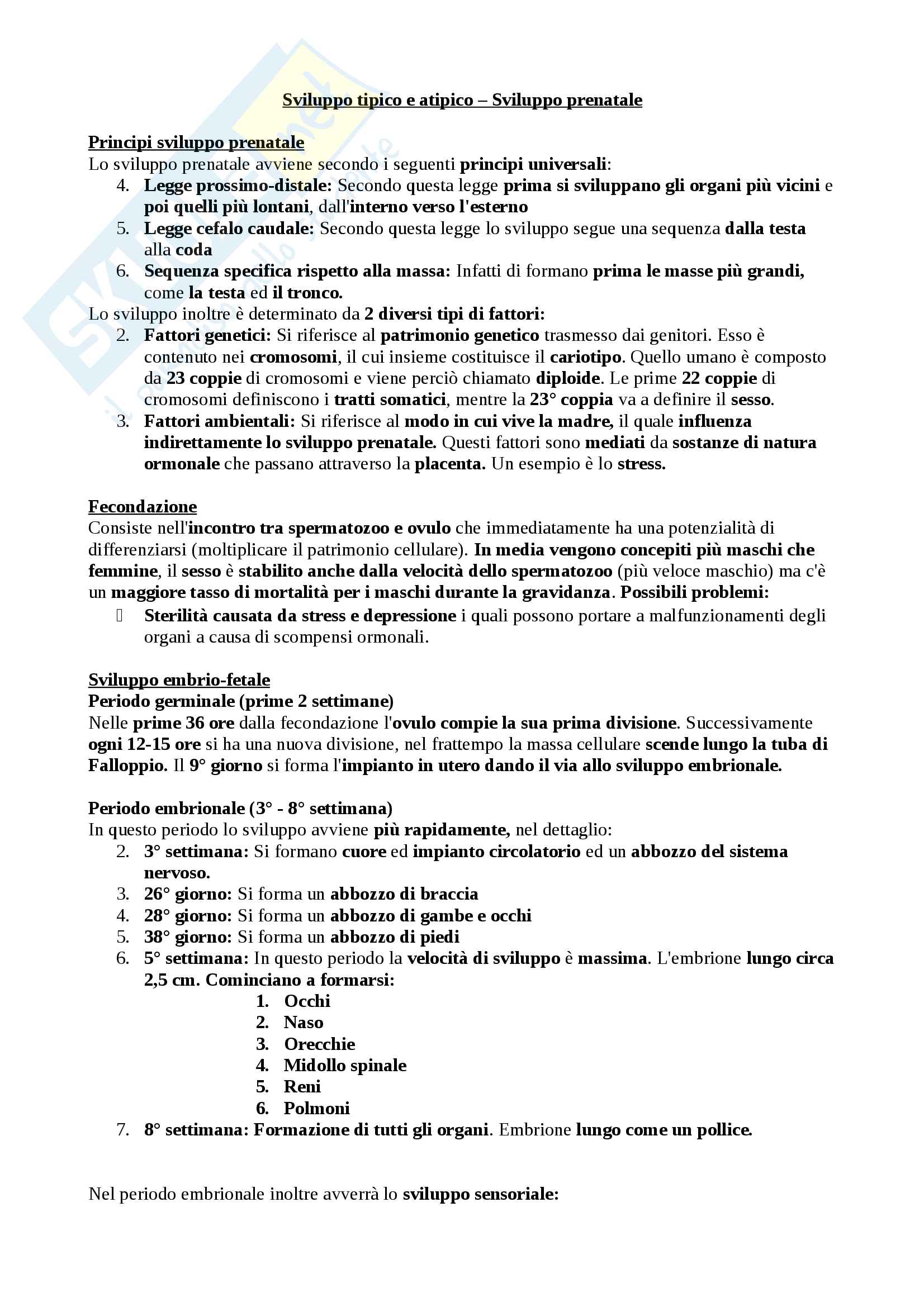 Appunti completi di Sviluppo tipico e atipico, Docente Lavinia Barone Pag. 6