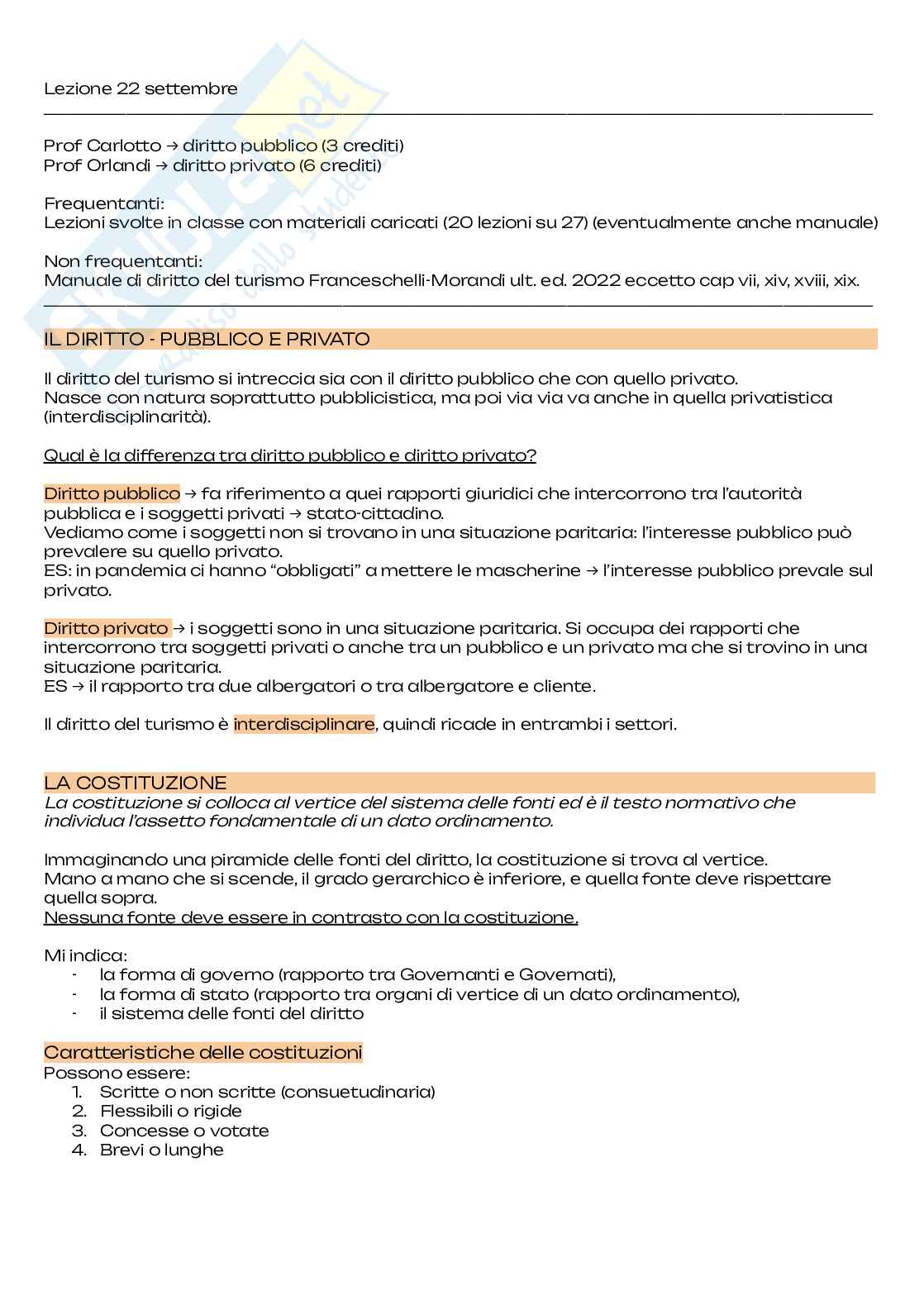 Legislazione del turismo - Appunti anno 2025-2026 Pag. 1