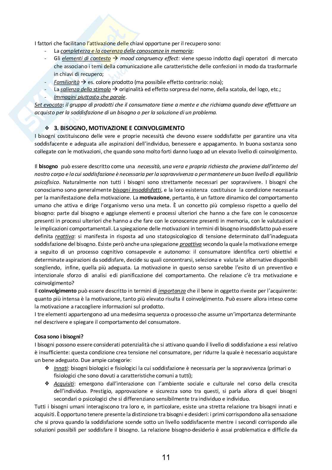 Riassunto esame Analisi del comportamento del consumatore, prof. Dalli, libro consigliato: Il comportamento del consumatore, Dalli e Romani Pag. 11