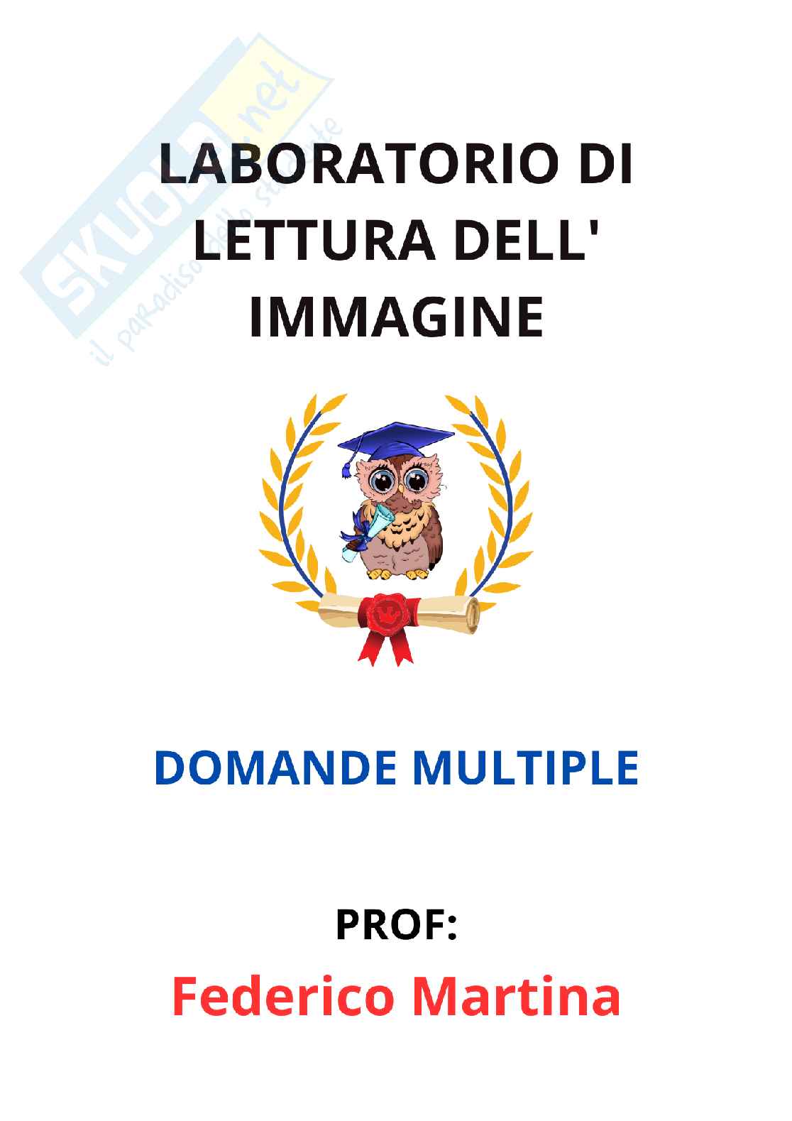 Paniere Laboratorio di lettura dell' immagine - Risposte multiple - aggiornato (2026) Pag. 1