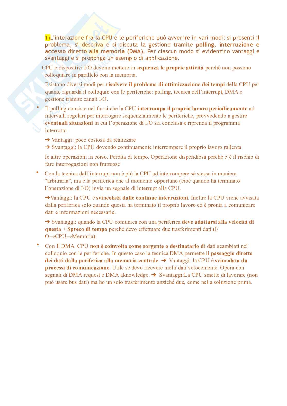 Domande aperte di esercizio Pag. 1