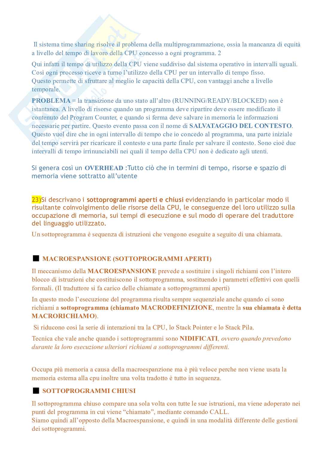 Domande aperte di esercizio Pag. 21