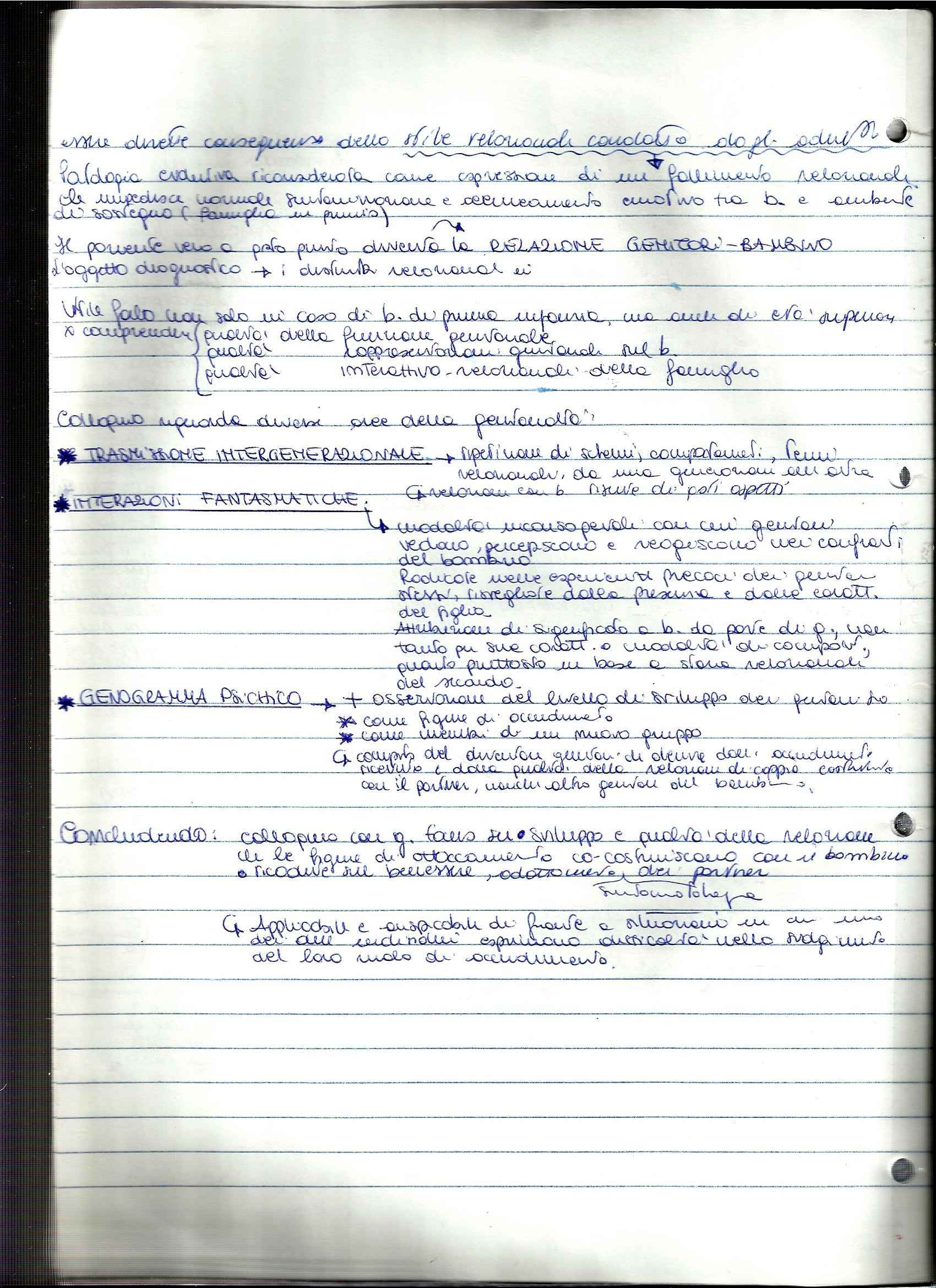 Riassunto esame Colloquio ad Orientamento Psicoanalitico, prof. Ferruzza, libro consigliato Colloquio Psicologico nel Ciclo di Vita Nicolini Pag. 6