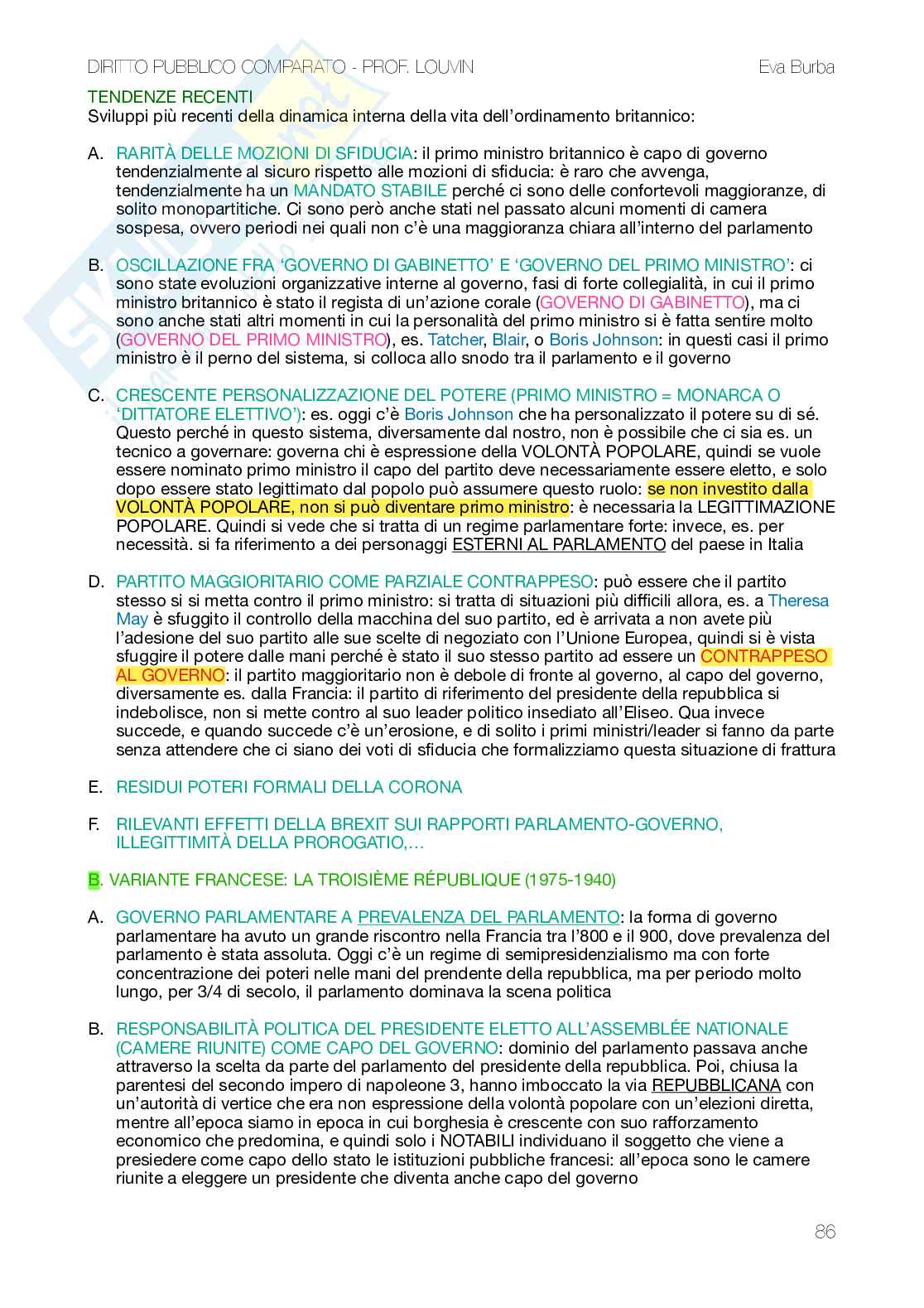 Appunti completi e dettagliati del corso di Diritto pubblico comparato   Pag. 86