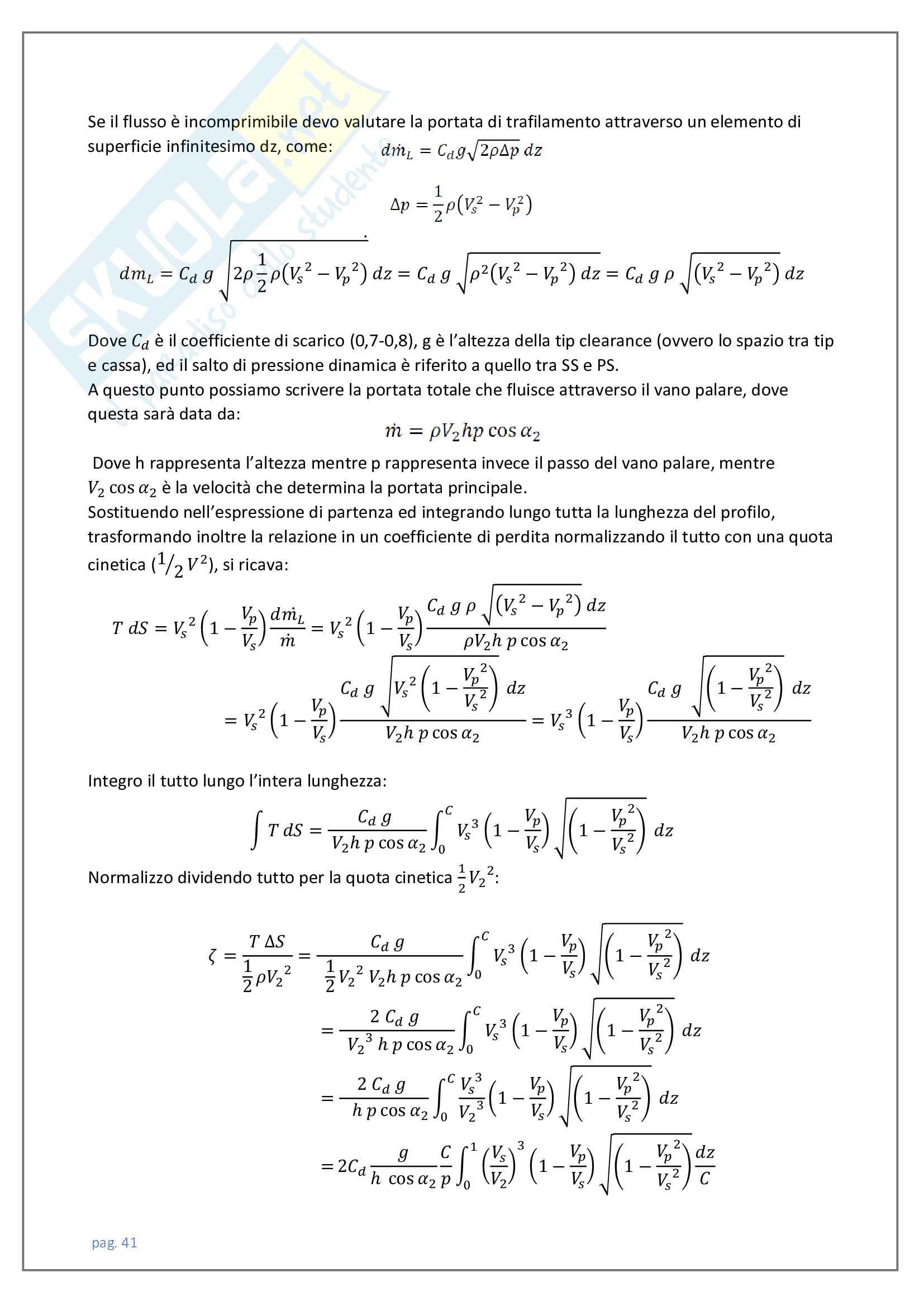Perdite nelle turbomacchine Pag. 41