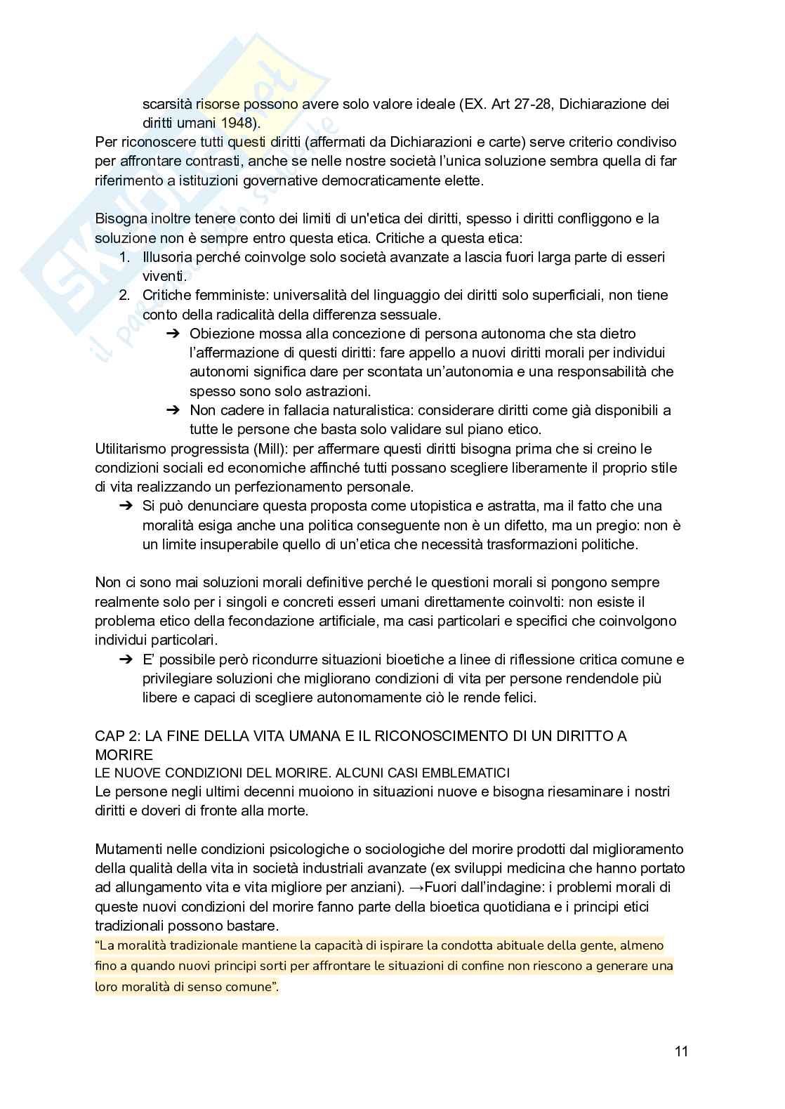 Riassunto esame Bioetica, Prof. Vantin Serena, libro consigliato Bioetica: le scelte morali (cap 1-2-3), Lecaldano Pag. 11