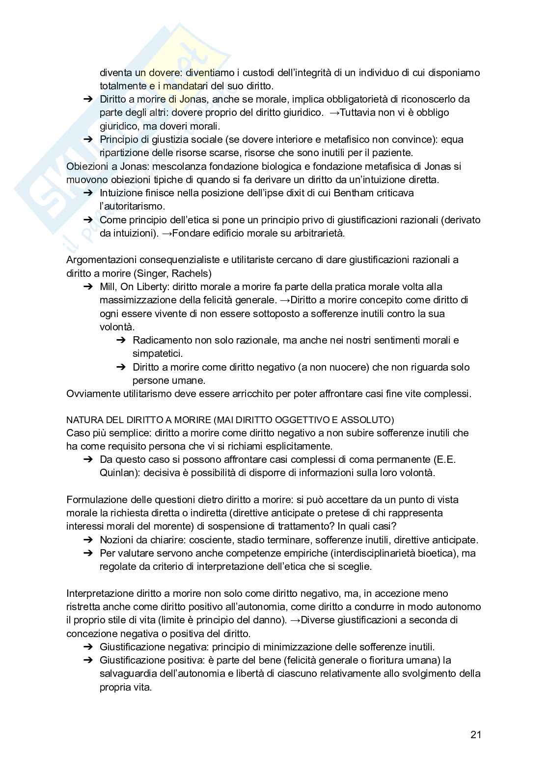 Riassunto esame Bioetica, Prof. Vantin Serena, libro consigliato Bioetica: le scelte morali (cap 1-2-3), Lecaldano Pag. 21