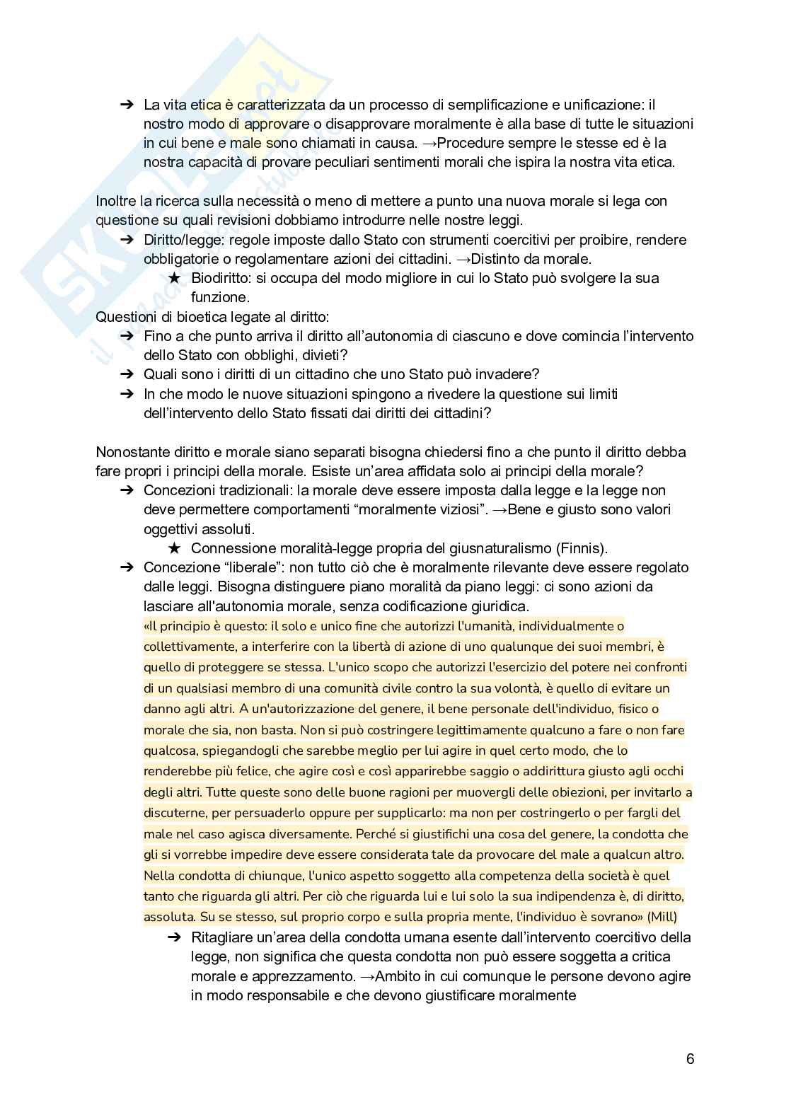 Riassunto esame Bioetica, Prof. Vantin Serena, libro consigliato Bioetica: le scelte morali (cap 1-2-3), Lecaldano Pag. 6