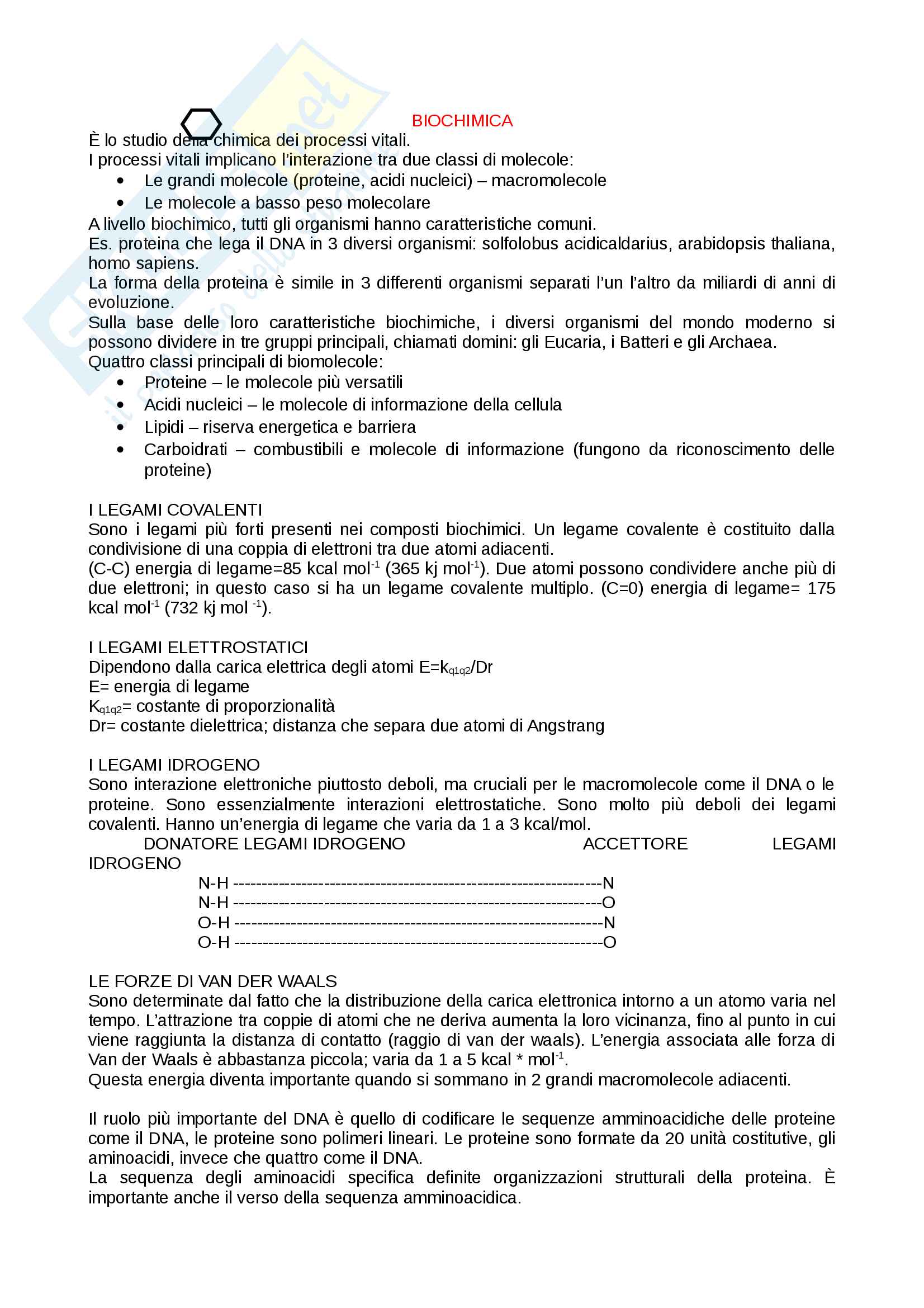 Appunti biochimica Pag. 1