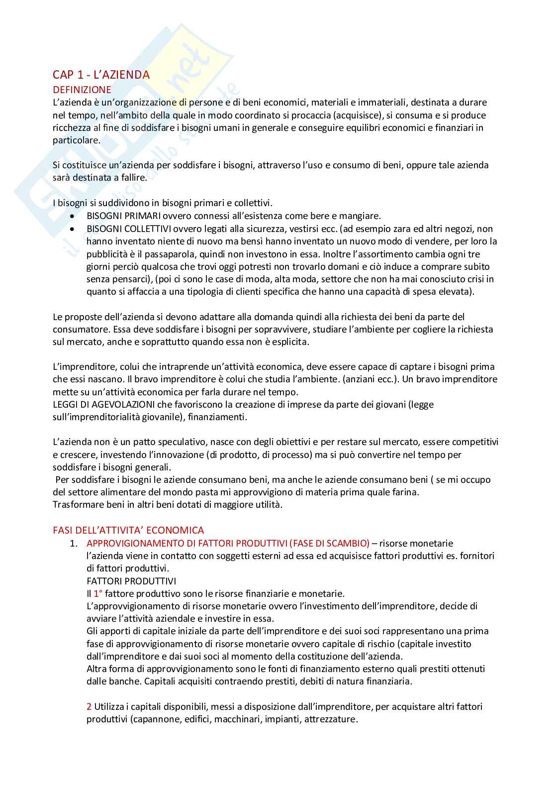 Appunti Economia aziendale Pag. 1